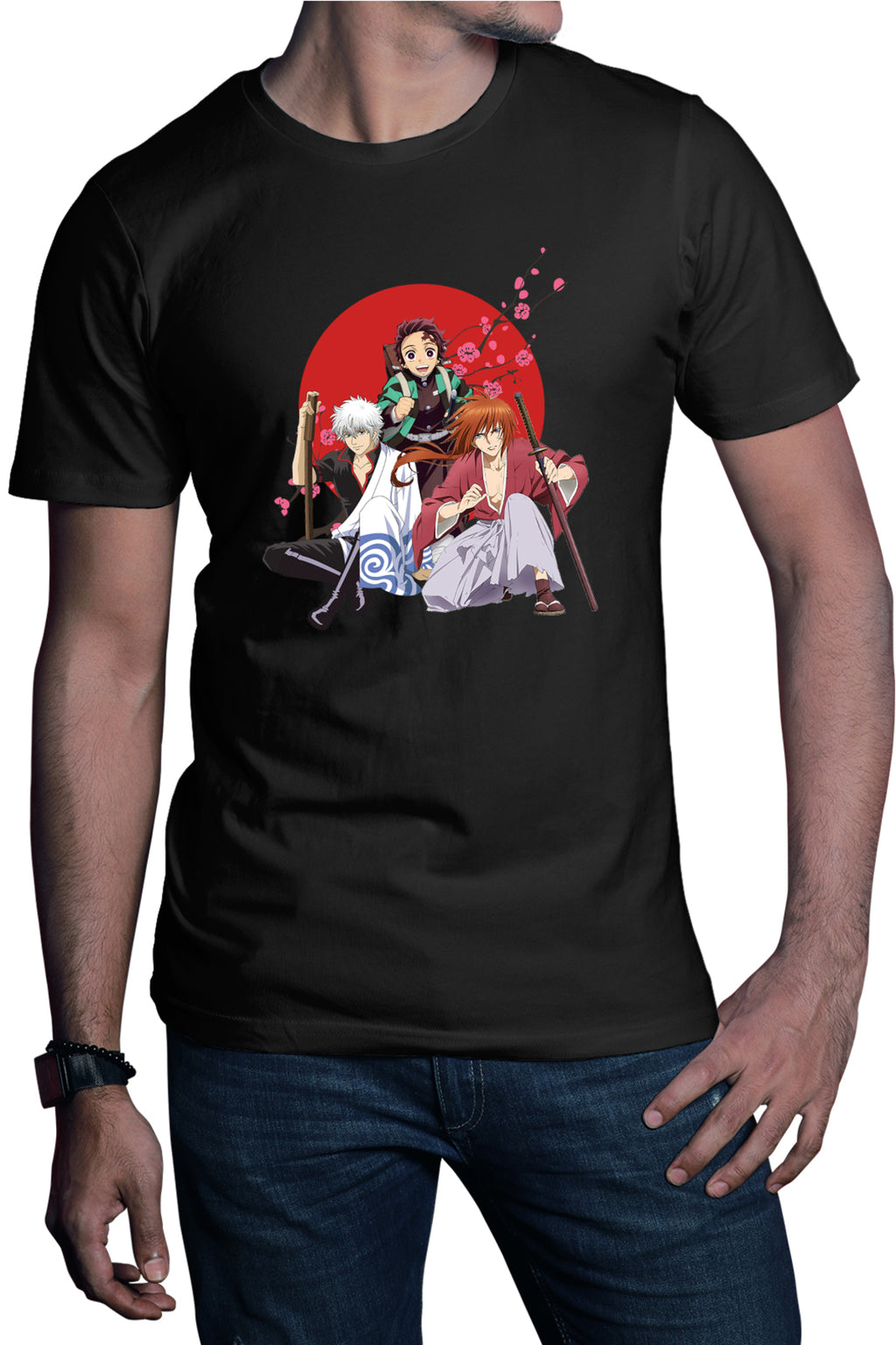 Tricou barbati Rurouni Kenshin Samurai Sakura Trio Harakiri