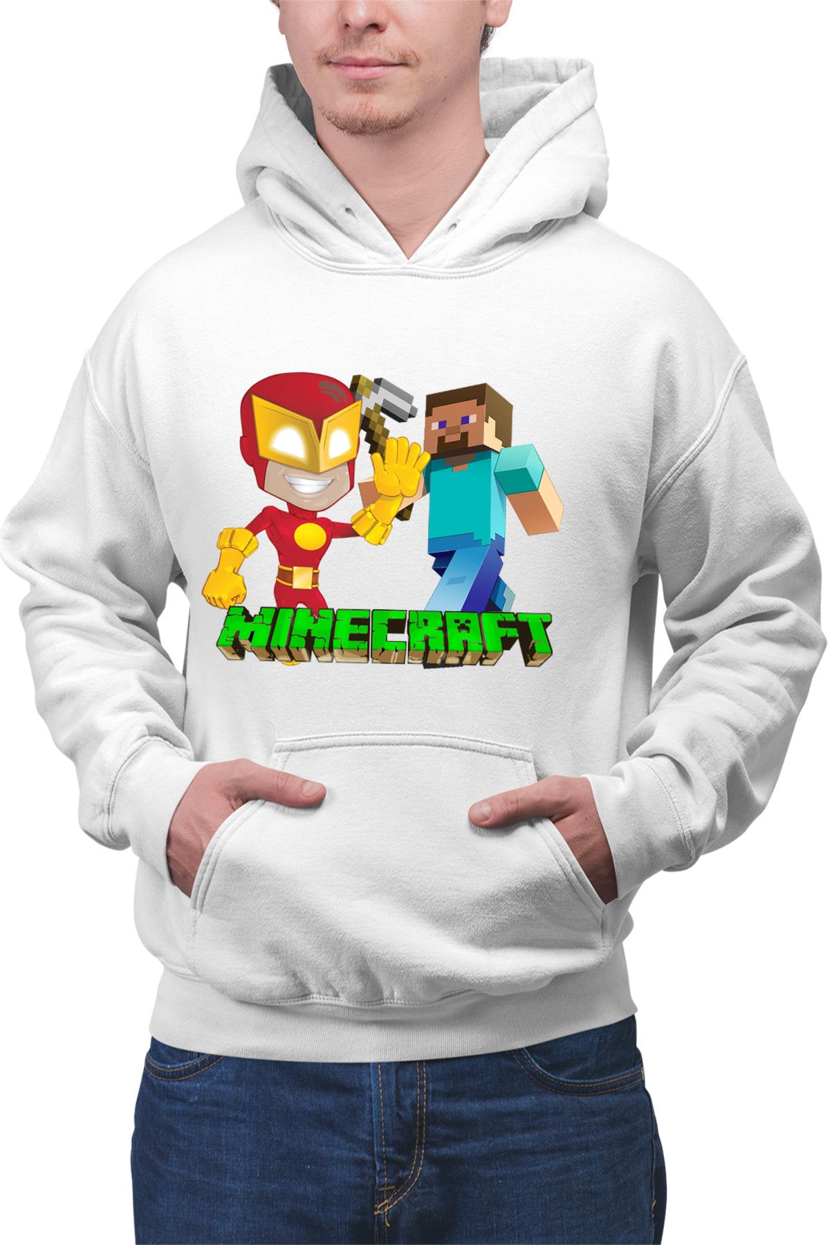 Hanorac barbati The Flash Minecraft Steve Super Hero