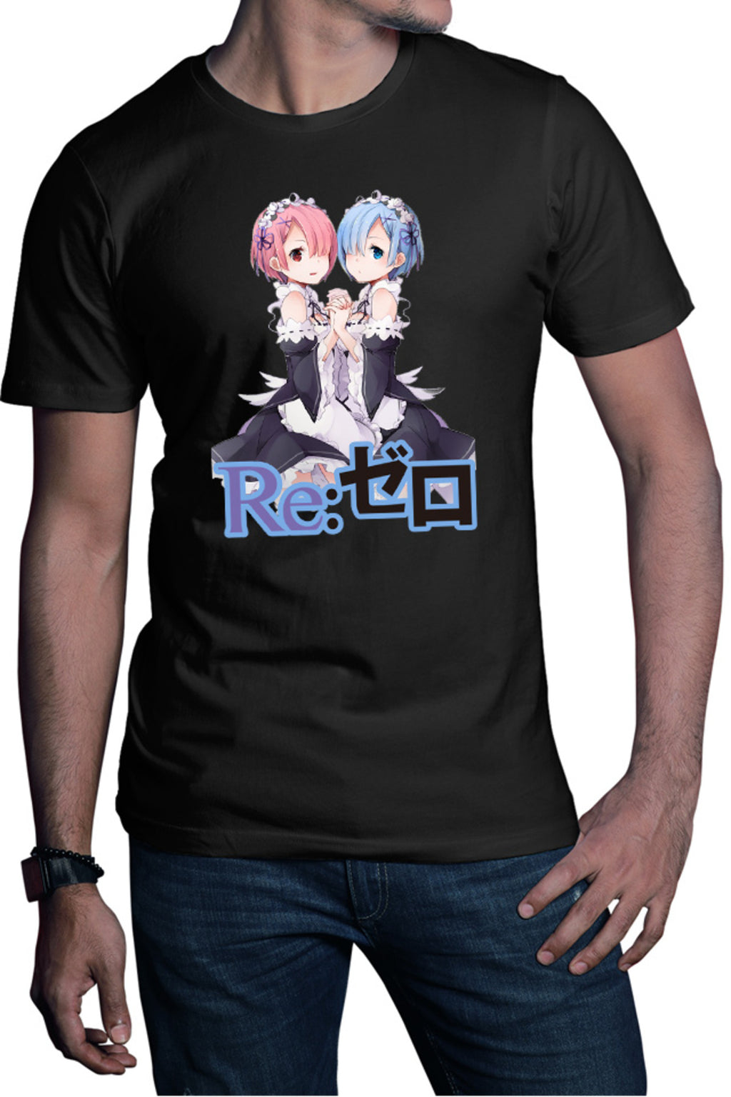 Tricou barbati Re Zero REM RAM Sisters Maiden Light Novel Cosplay Weapon