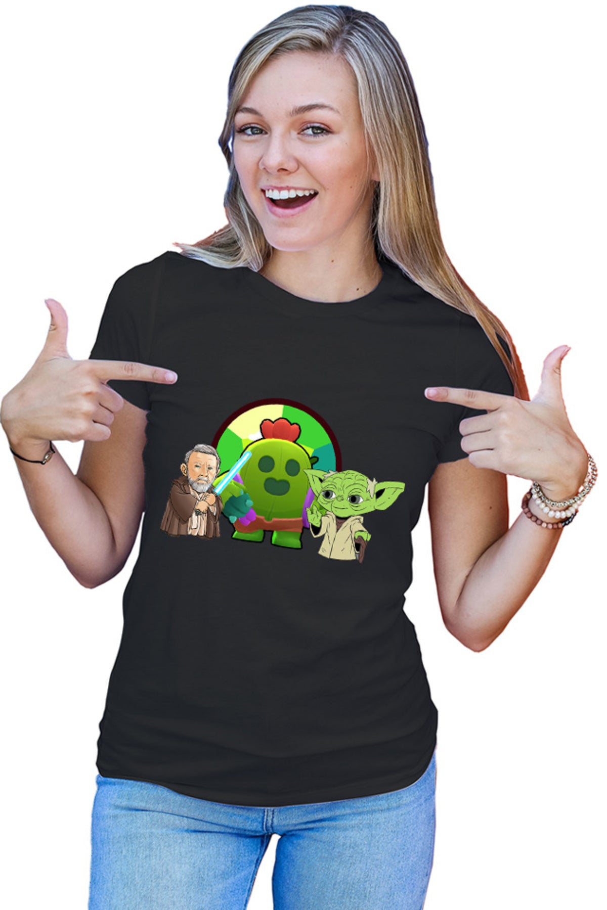 Tricou dama Brawl Stars Cactus Flower Bio StarWars Obi Wan Kenobi Yoda
