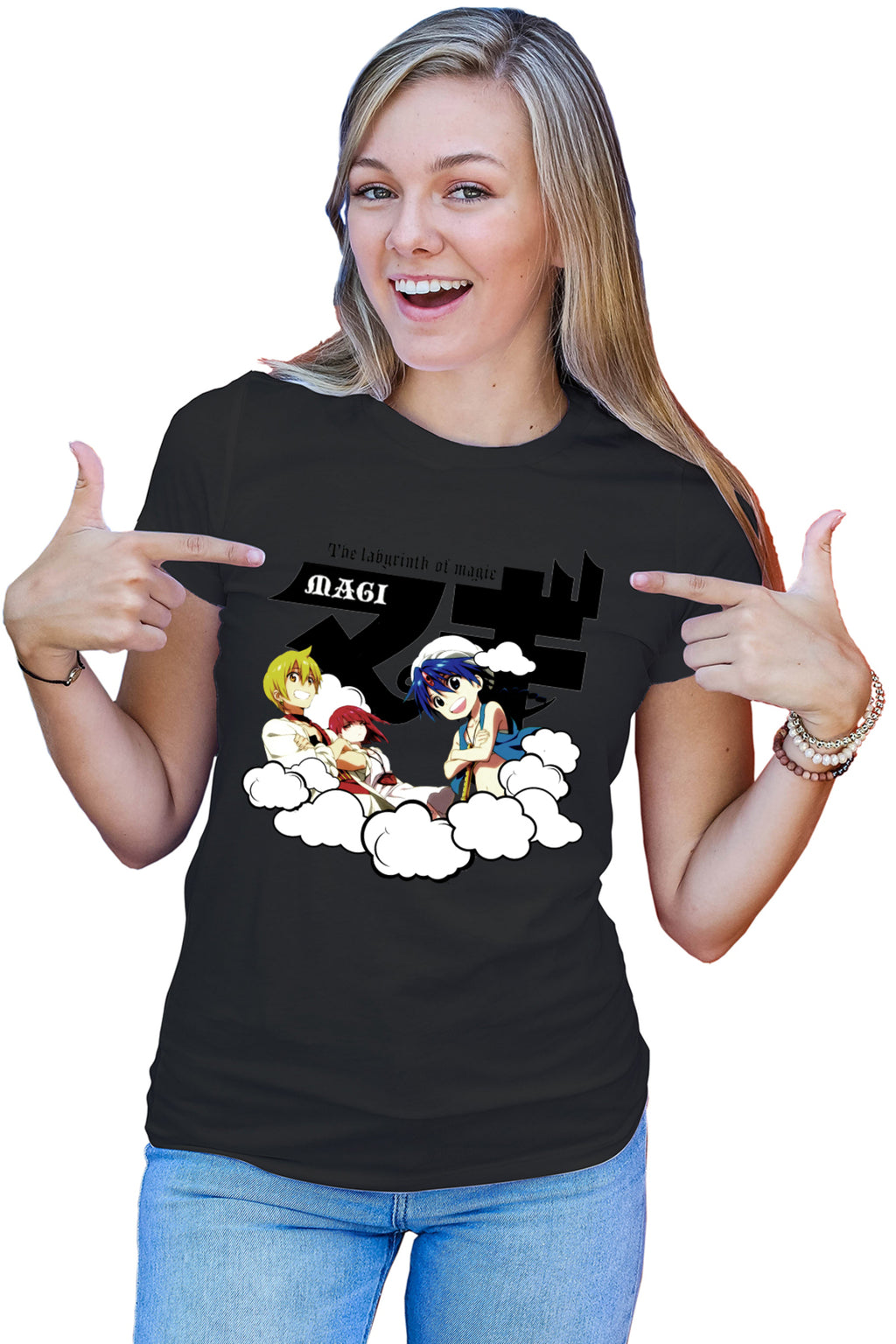 Tricou dama Magi The Labyrinth of Magic Protagonists Group Clouds
