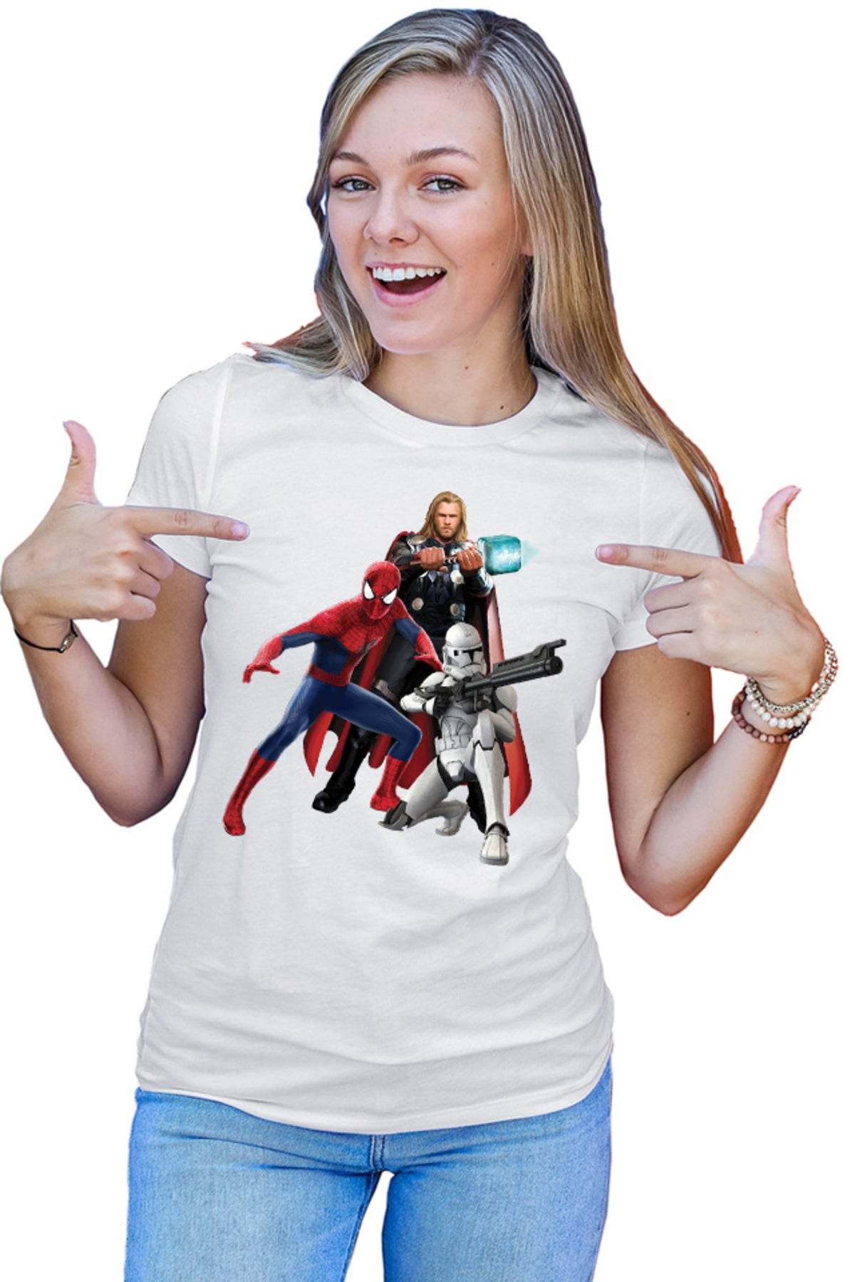 Tricou dama Star Wars Spiderman Thor Marvel Clone Trooper