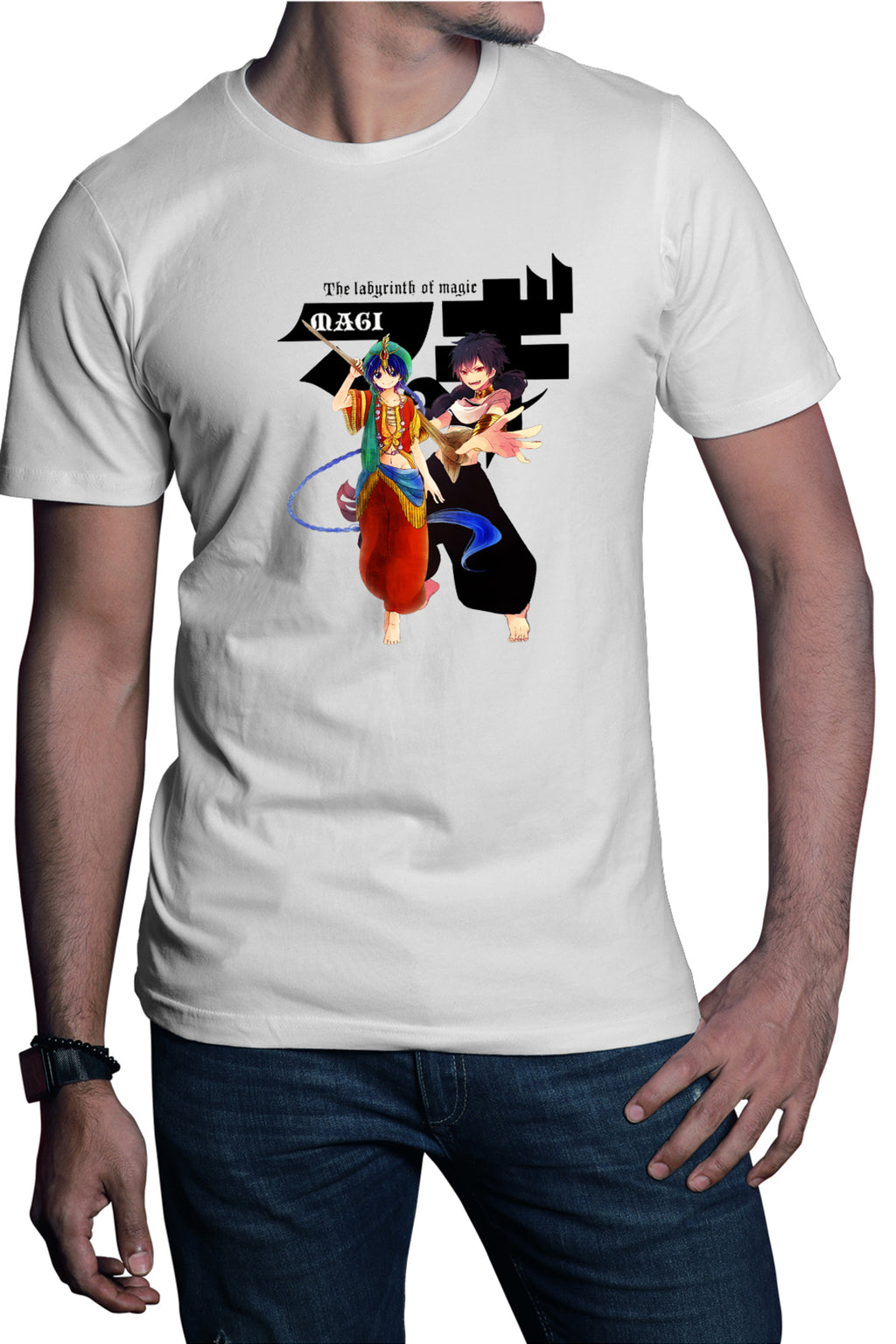 Tricou barbati Magi The Labyrinth of Magic Alladin Judar Fight Pose Logo