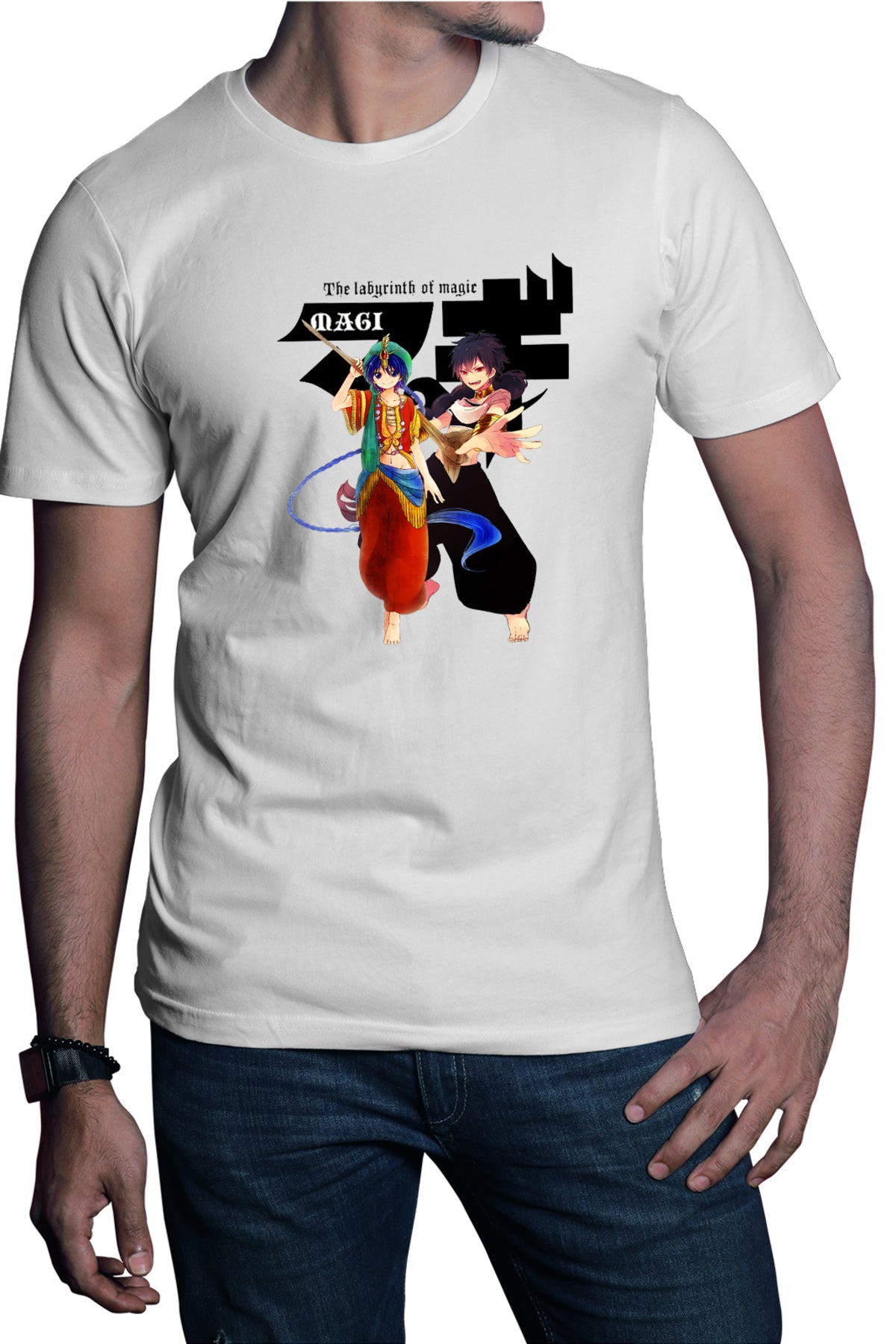 Tricou barbati Magi The Labyrinth of Magic Alladin Judar Fight Pose Logo