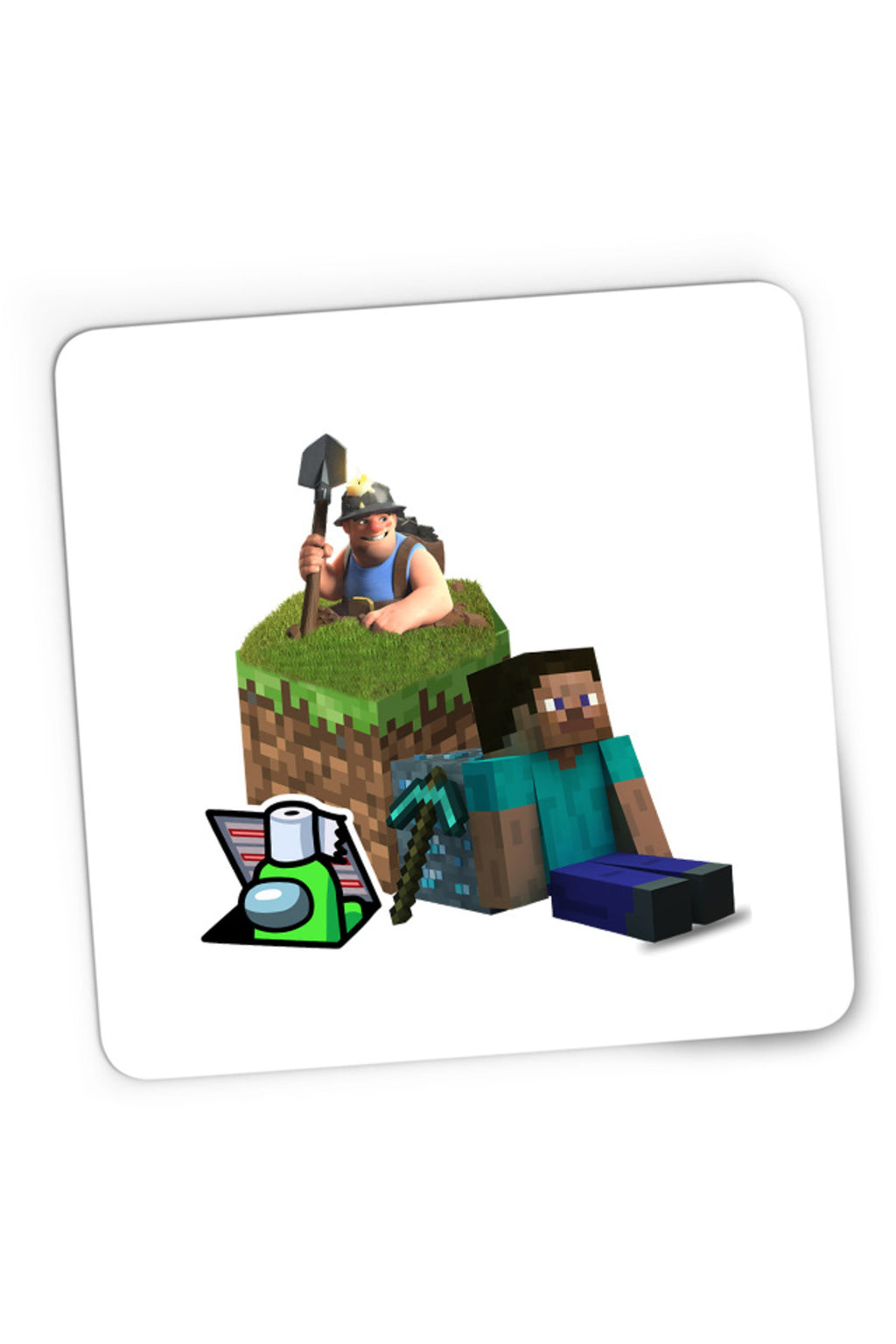 Mousepad Gaming Clash of Clans RNG Minecraft Open World Among Us, 21x19 cm