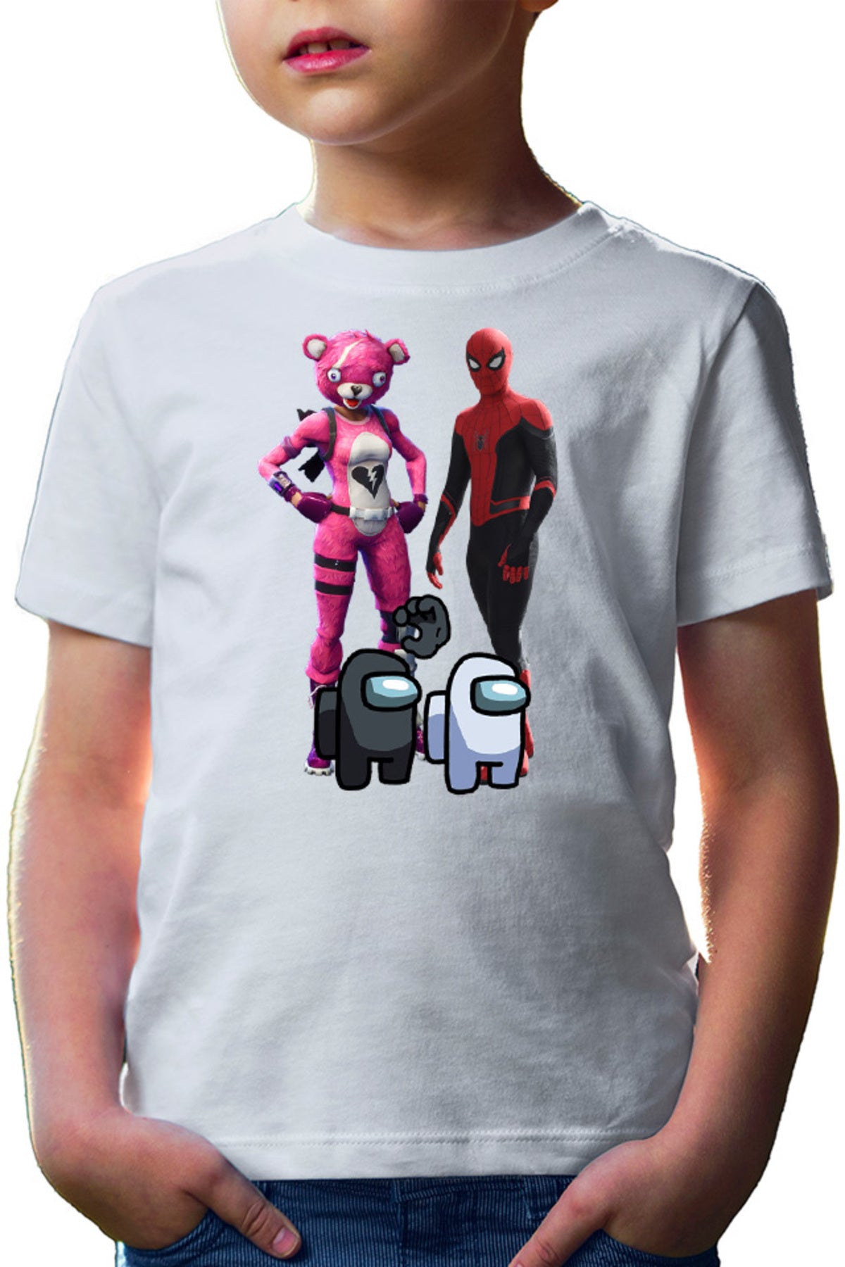 Tricou copii Fortnite Pink Rabbit Skin Easter Event Spiderman Cool
