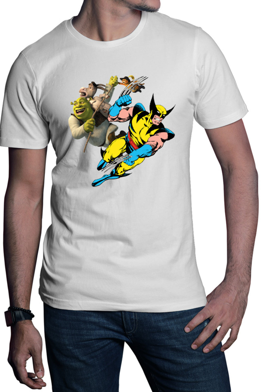 Tricou barbati Wolverine Shrek Rope Marvel DC