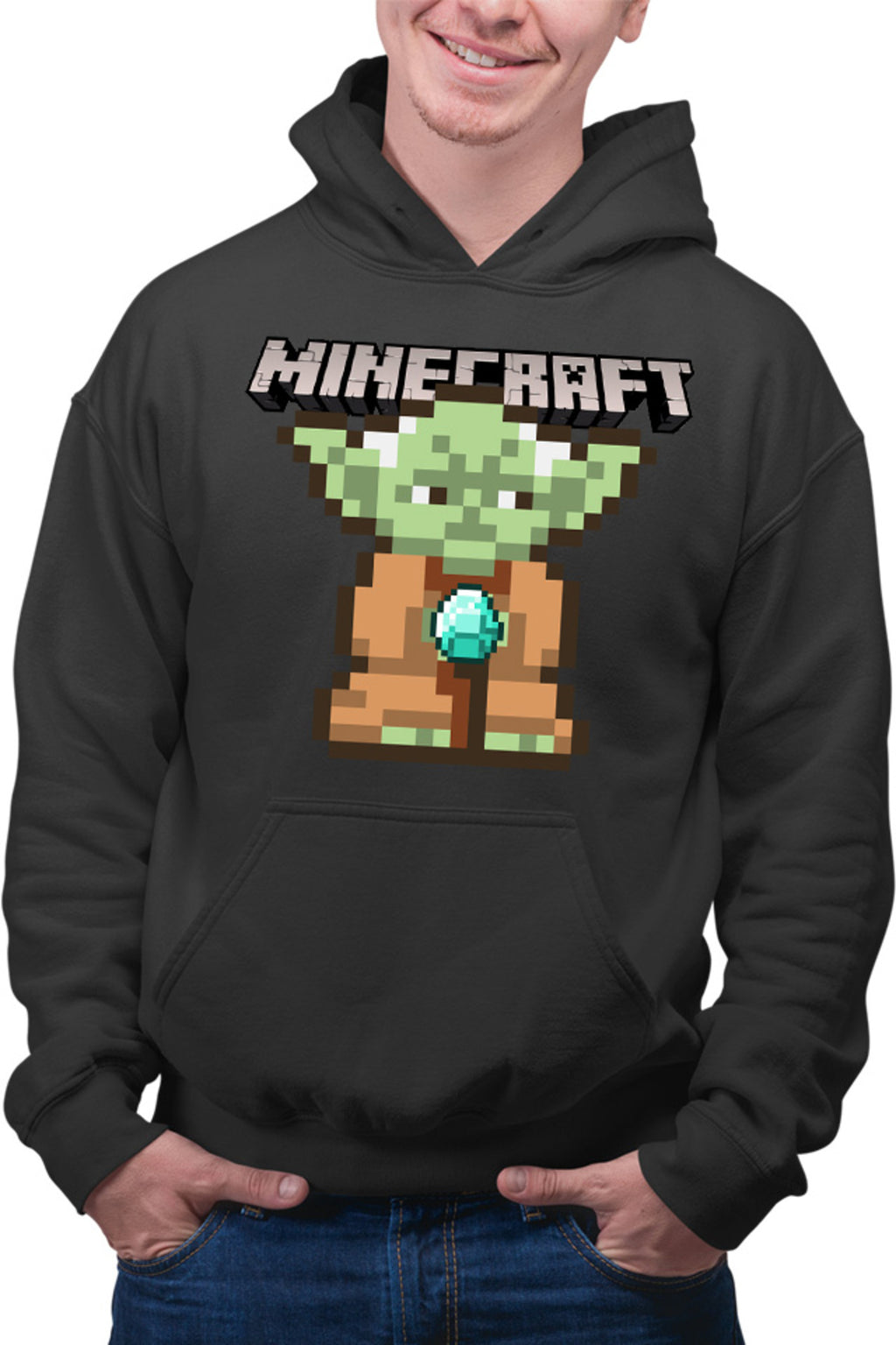 Hanorac barbati Baby Yoda Minecraft Pixel Art Cute