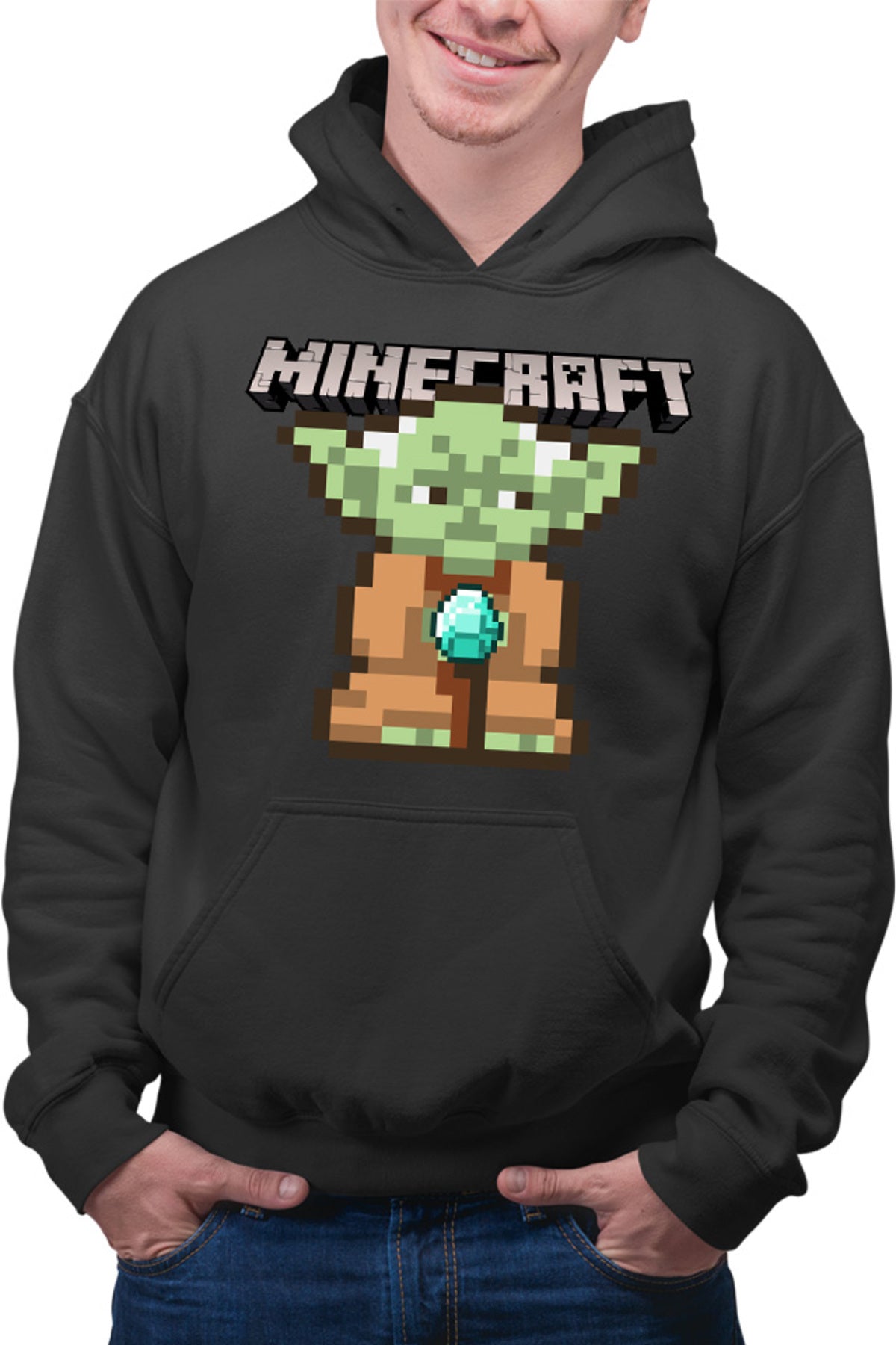 Hanorac barbati Baby Yoda Minecraft Pixel Art Cute