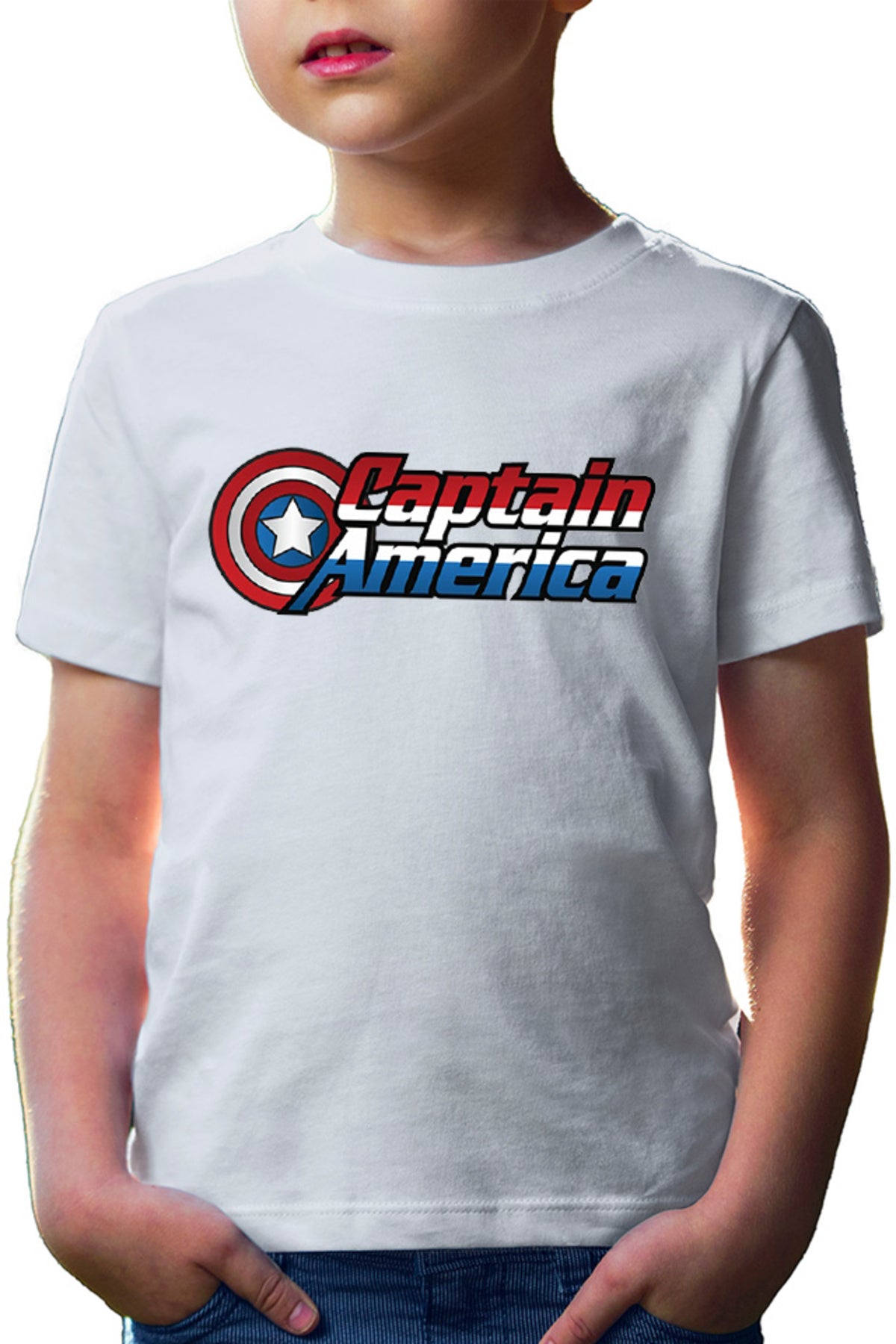 Tricou copii Captain America Logo Marvel Super Powers Hero Kids