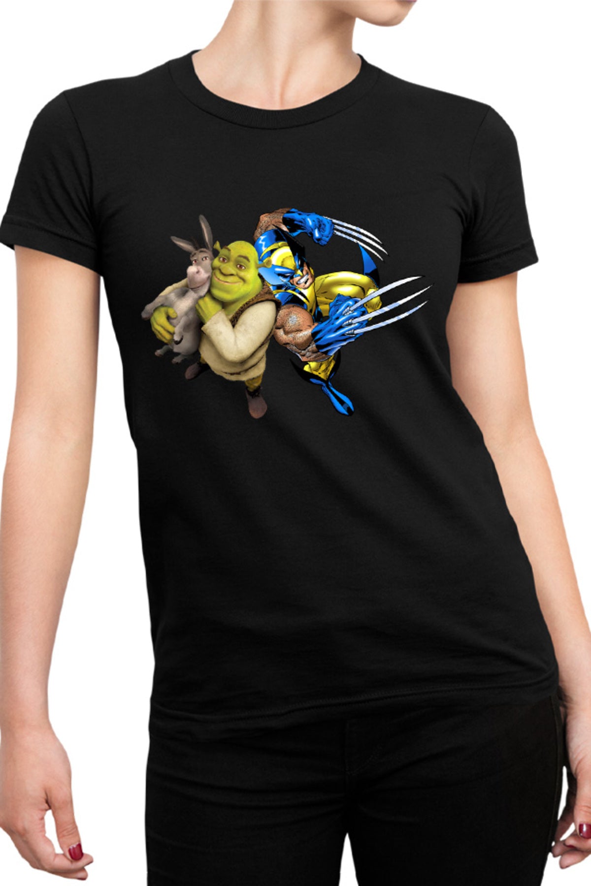Tricou dama Shrek Wolverine Donkey Marvel Comic Books