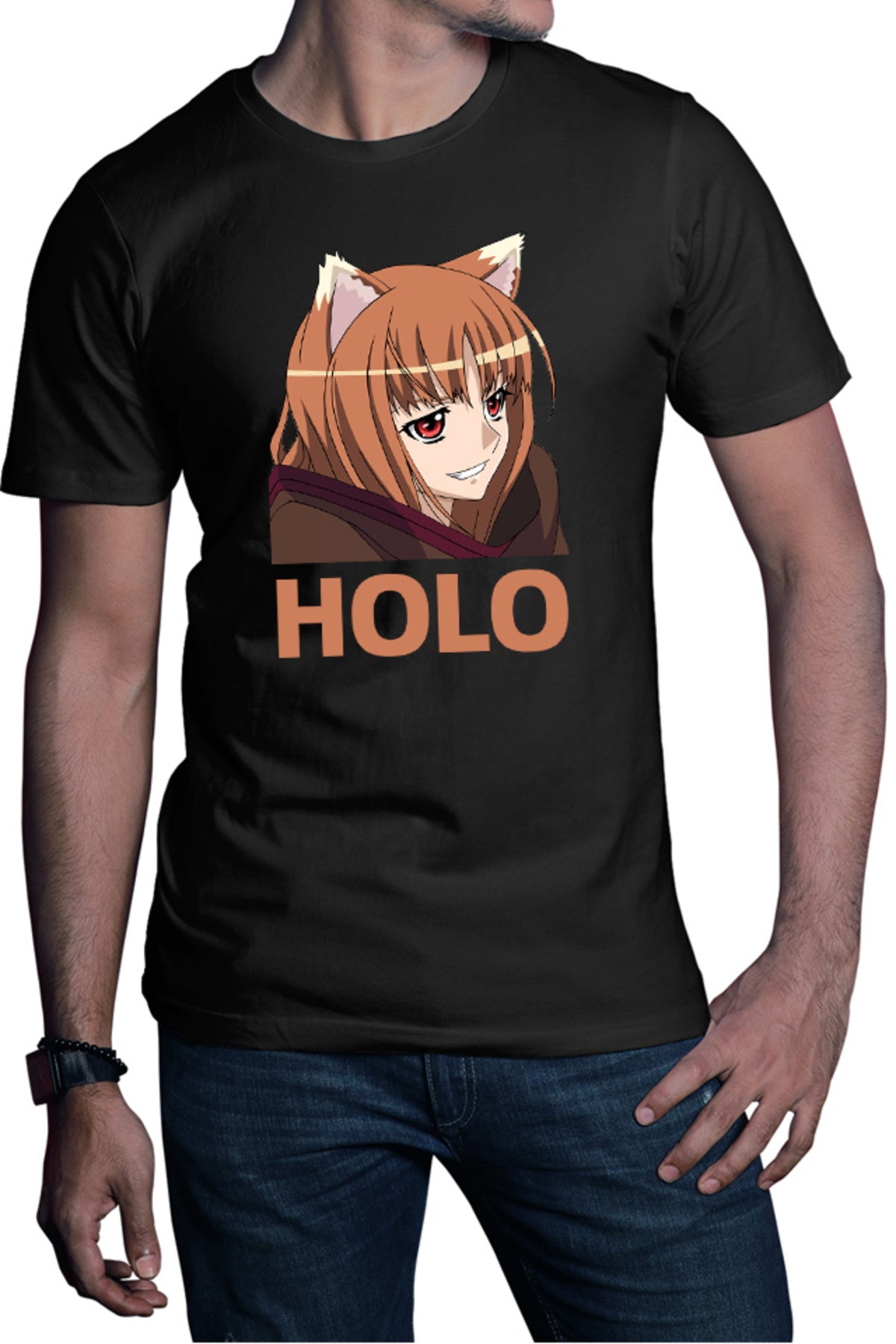 Tricou barbati Spice And Wolf Holo Funny Face Anime Japan