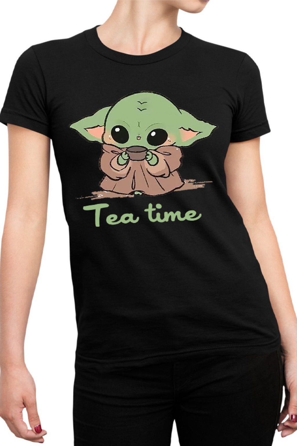Tricou dama Baby Yoda Tea Time Drink Coffee