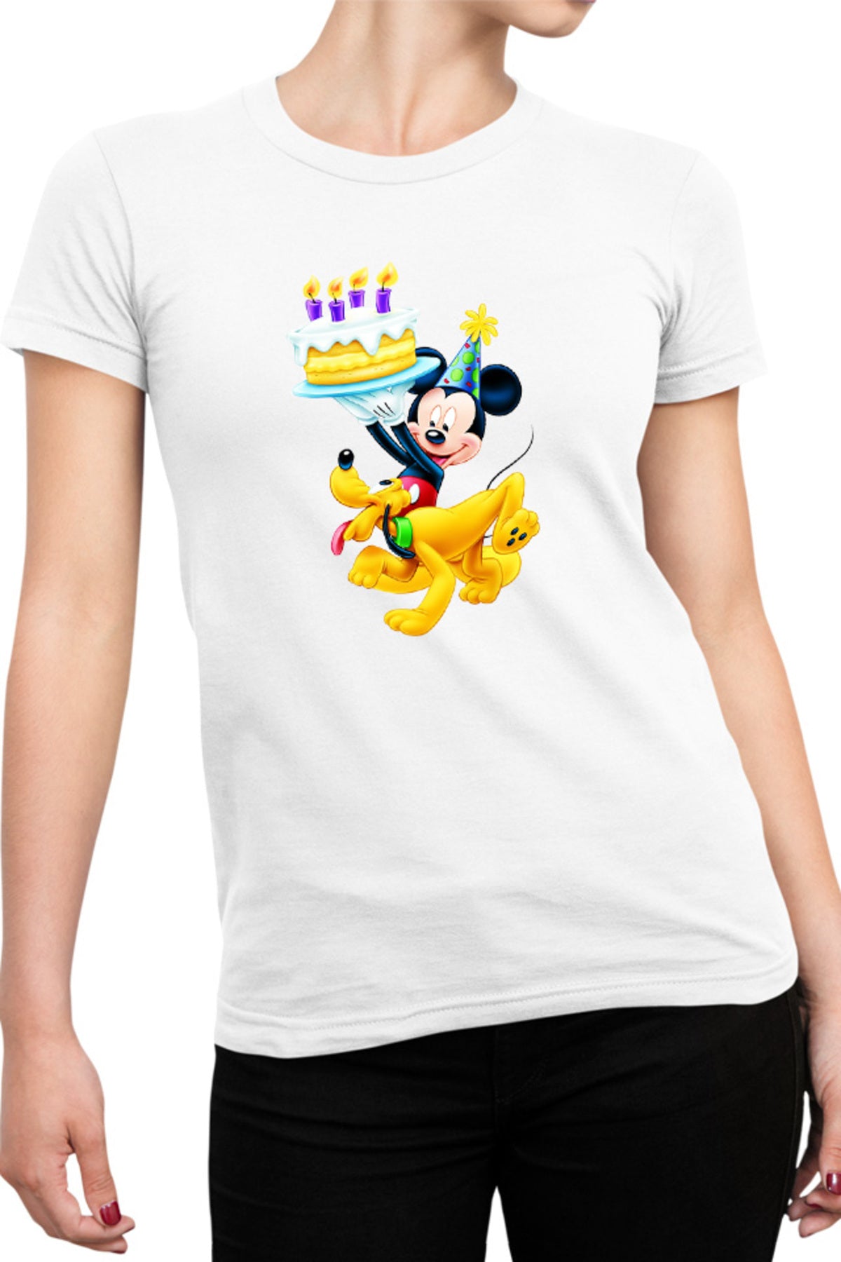 Tricou dama Mickey Mouse Puppy Happy Birthday