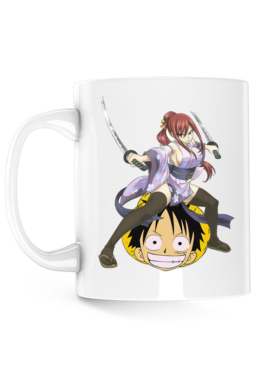 Cana Fairy Tail Erza Scarlet One Piece Luffy Anime Couple, alba, 330 ml