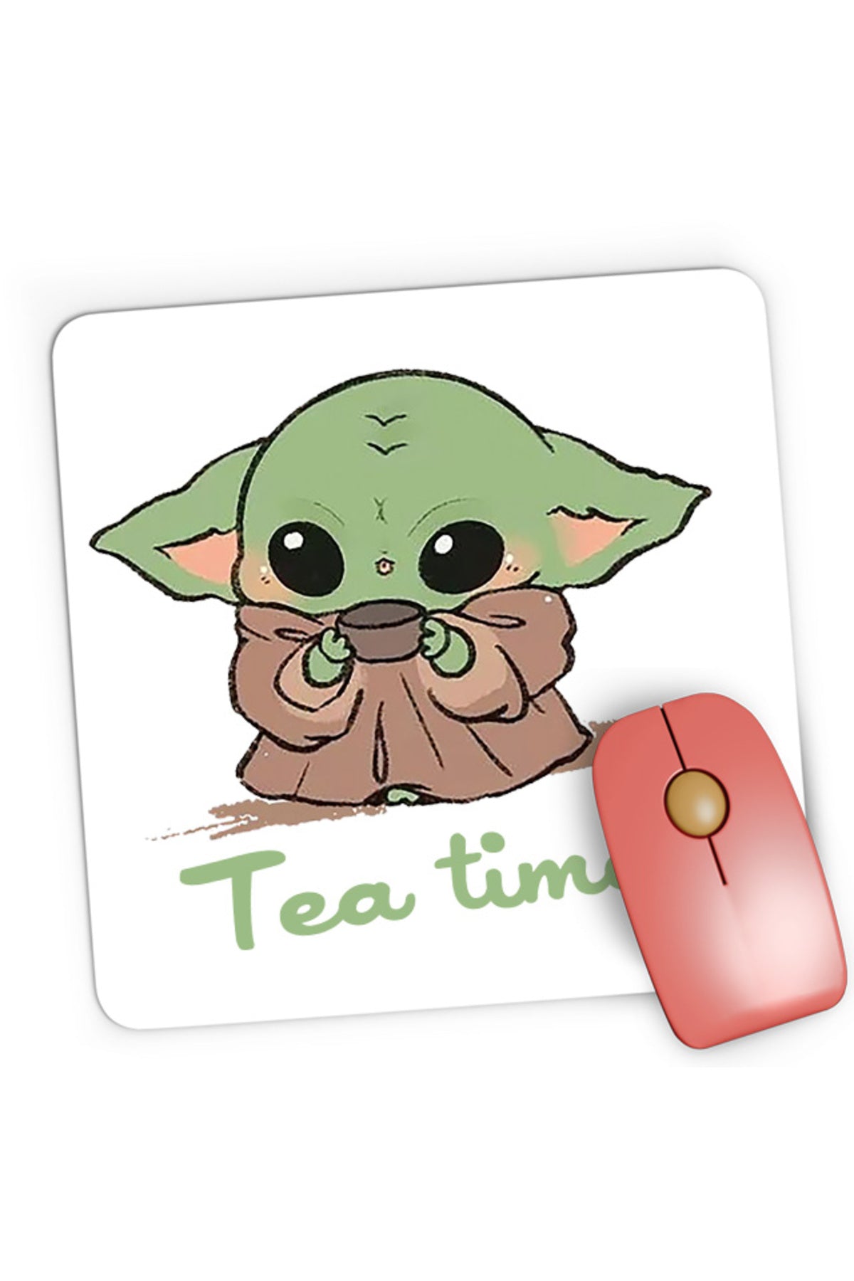 Mousepad Gaming Baby Yoda Tea Time Drink Coffee, 21x19 cm