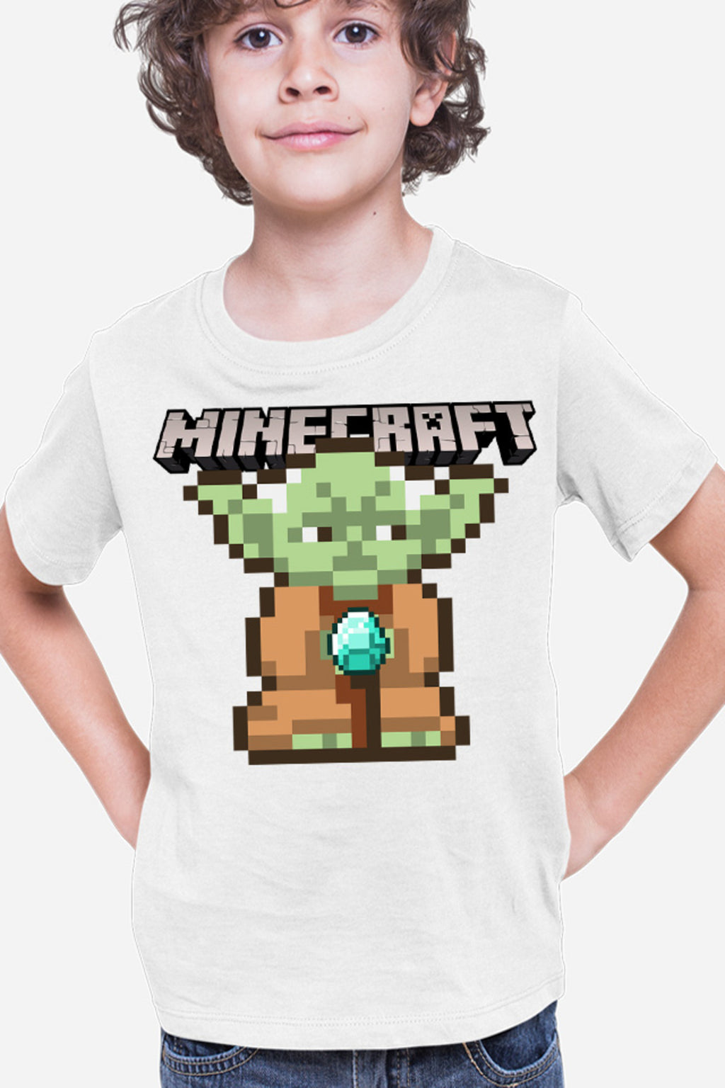 Tricou copii Baby Yoda Minecraft Pixel Art Cute