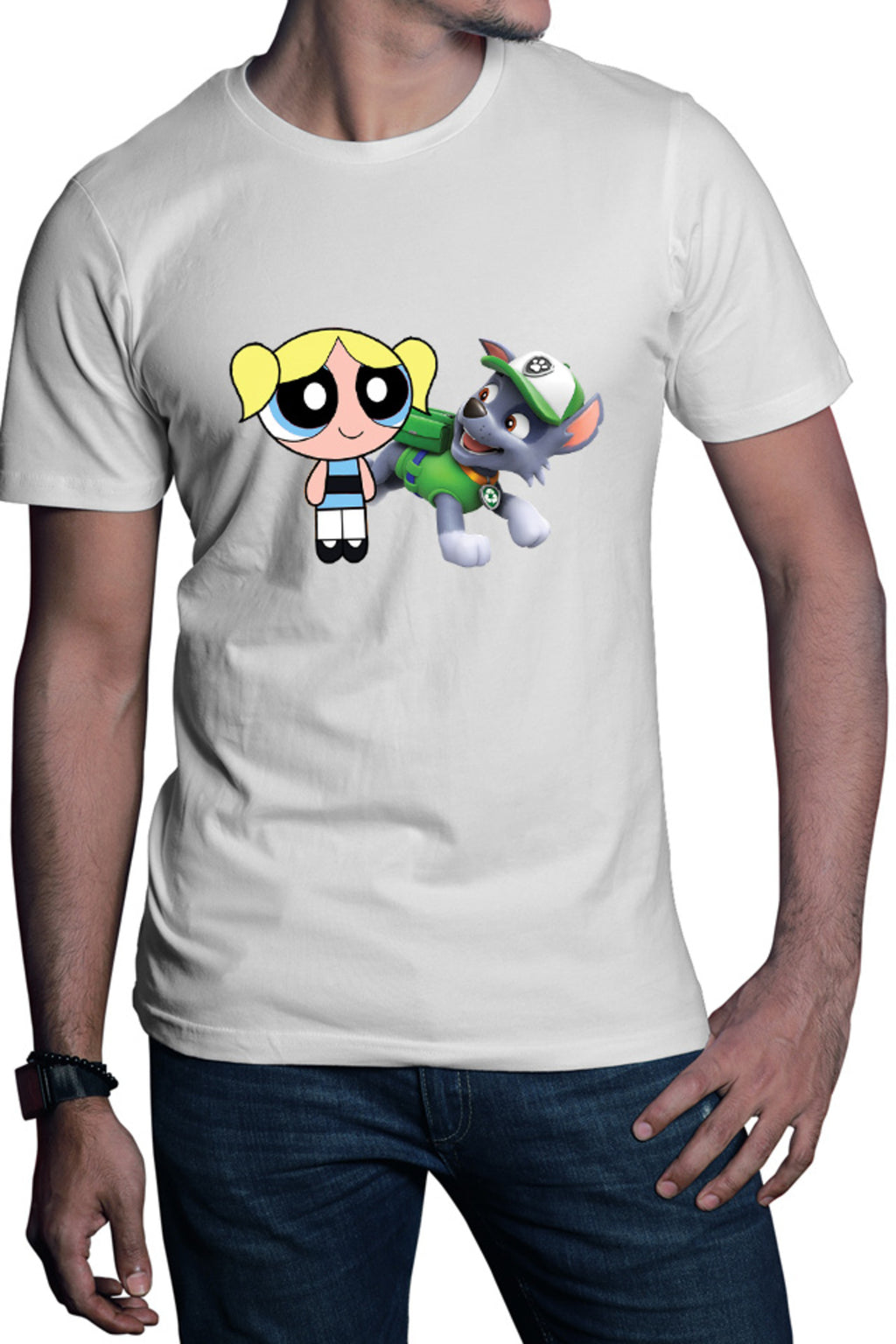 Tricou barbati The Powerpuff Girls Bubble Paw Patrol Happy