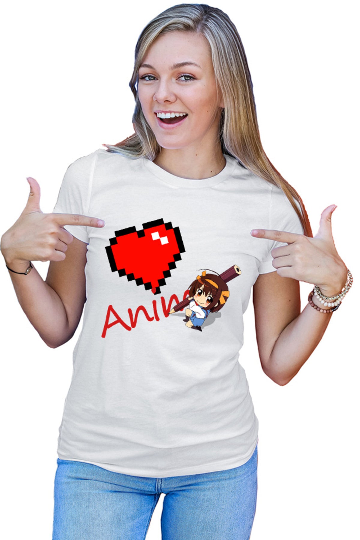 Tricou dama Haruhi Suzumiya Love Anime Minecraft Write School