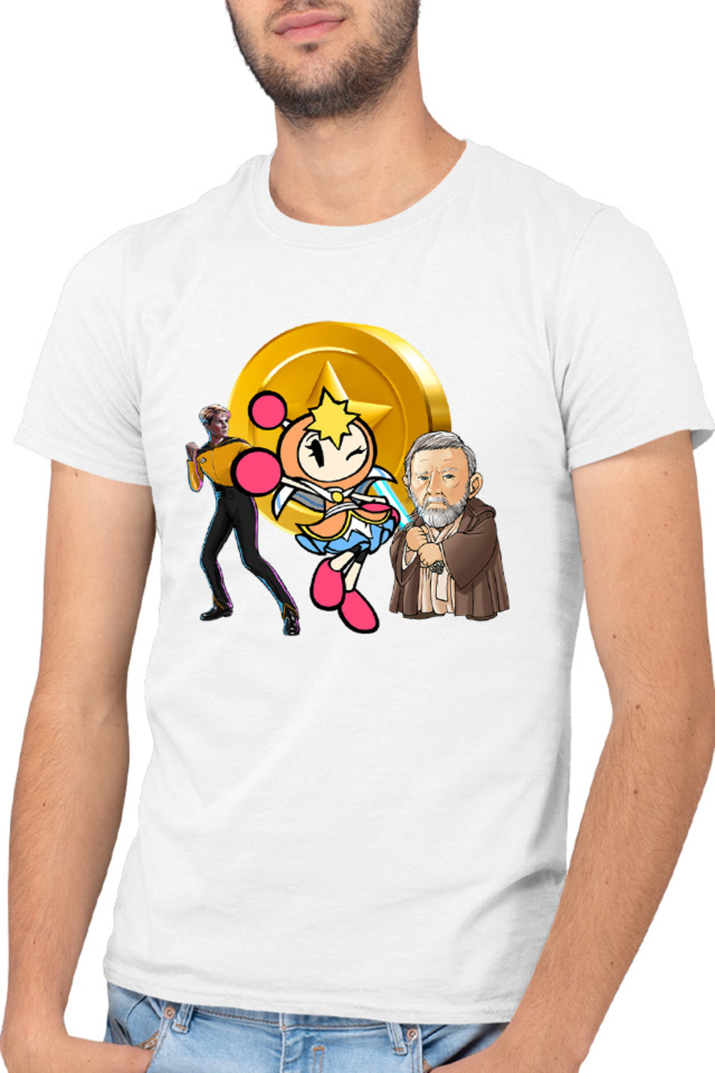 Tricou barbati Bomberman Obi Kenobi Star Trek Gold