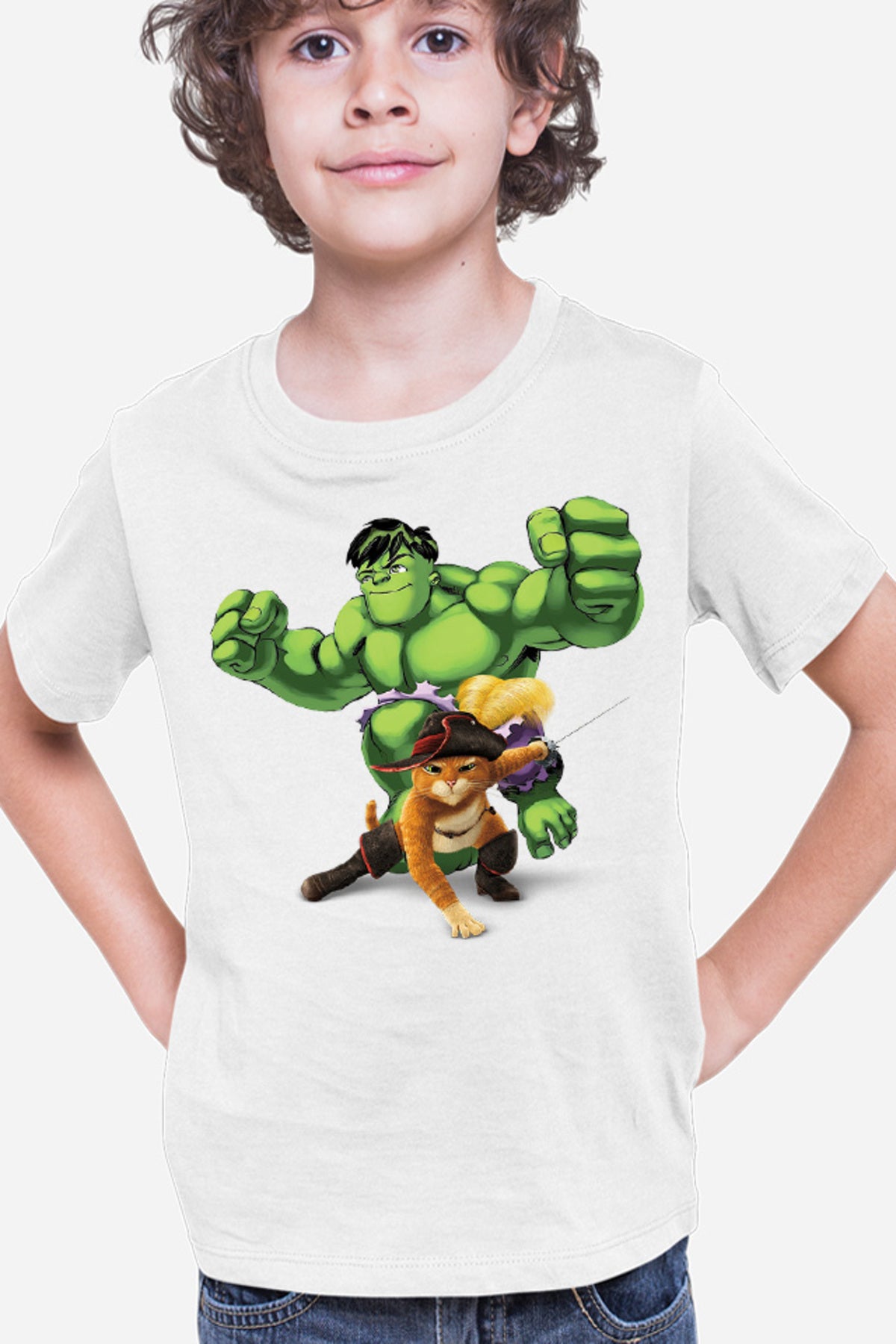 Tricou copii Shrek Puss In The Boots Hulk Marvel DC Cat