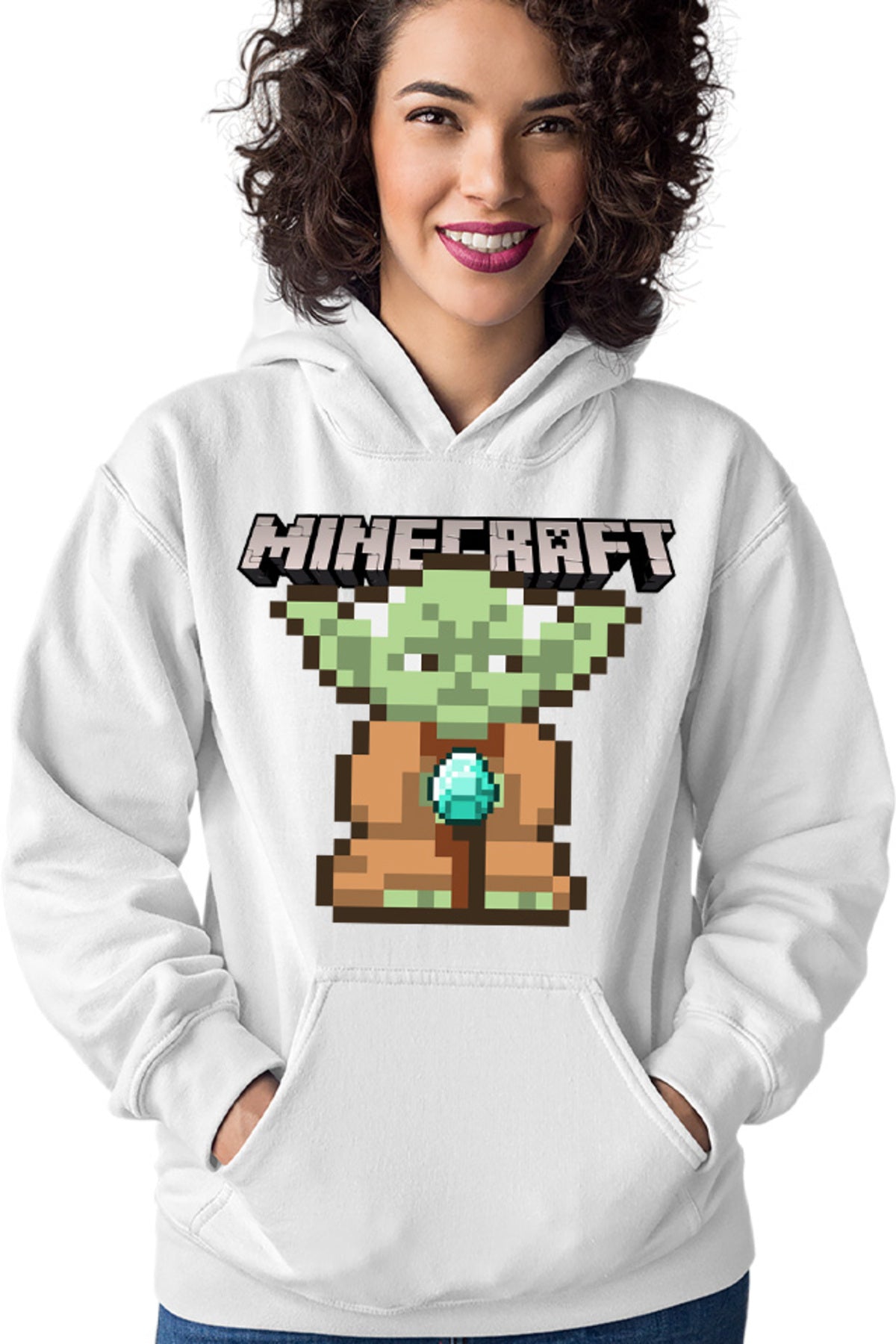 Hanorac dama Baby Yoda Minecraft Pixel Art Cute