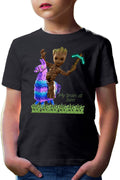 Tricou copii Baby Groot Riding Fortnite Lama Minecraft Pickaxe