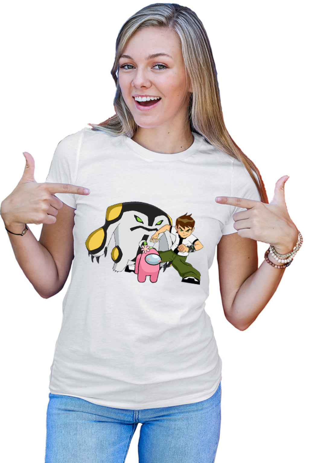 Tricou dama Among Us Flower Cute Ben 10 Monster Transform Teen
