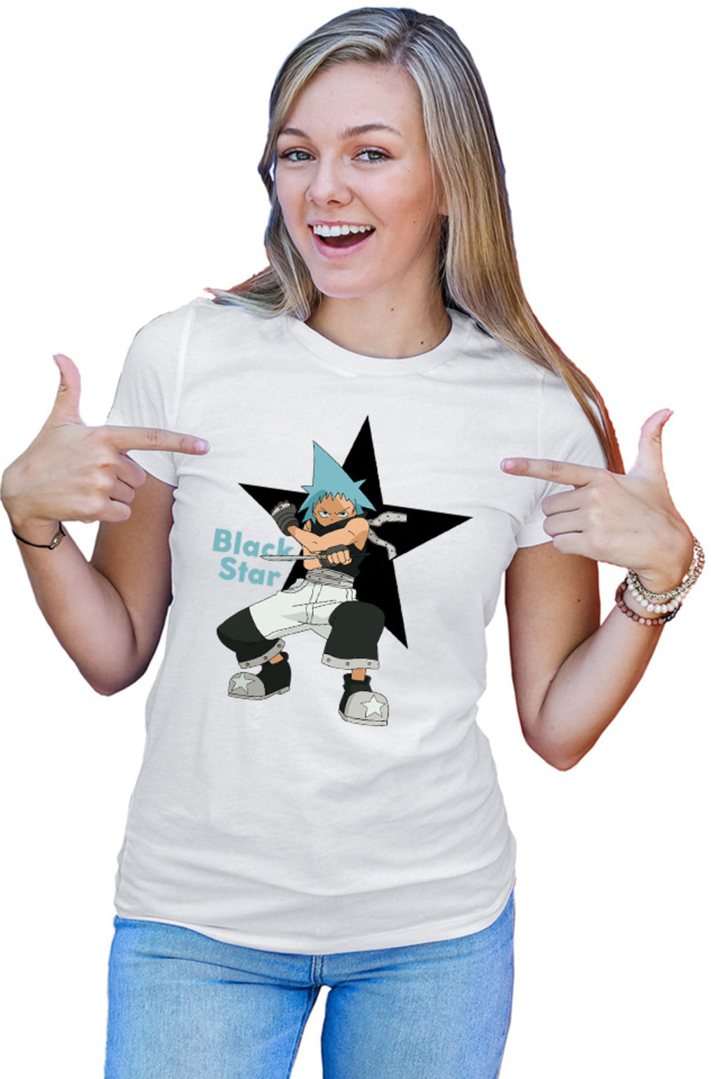 Tricou dama Soul Eater Black Star Otaku Fight Pose Spirit Trap