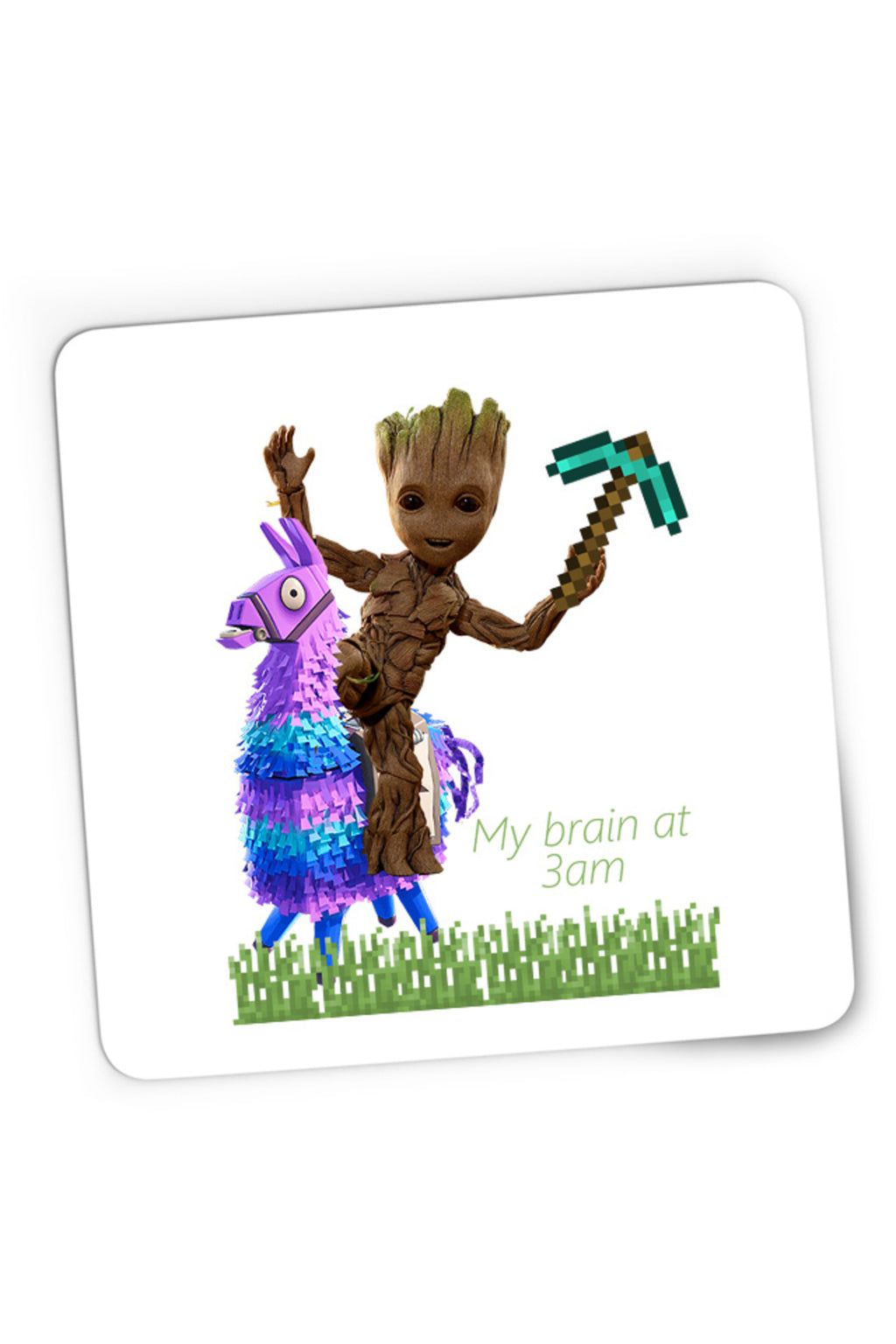 Mousepad Gaming Baby Groot Riding Fortnite Lama Minecraft Pickaxe, 21x19 cm