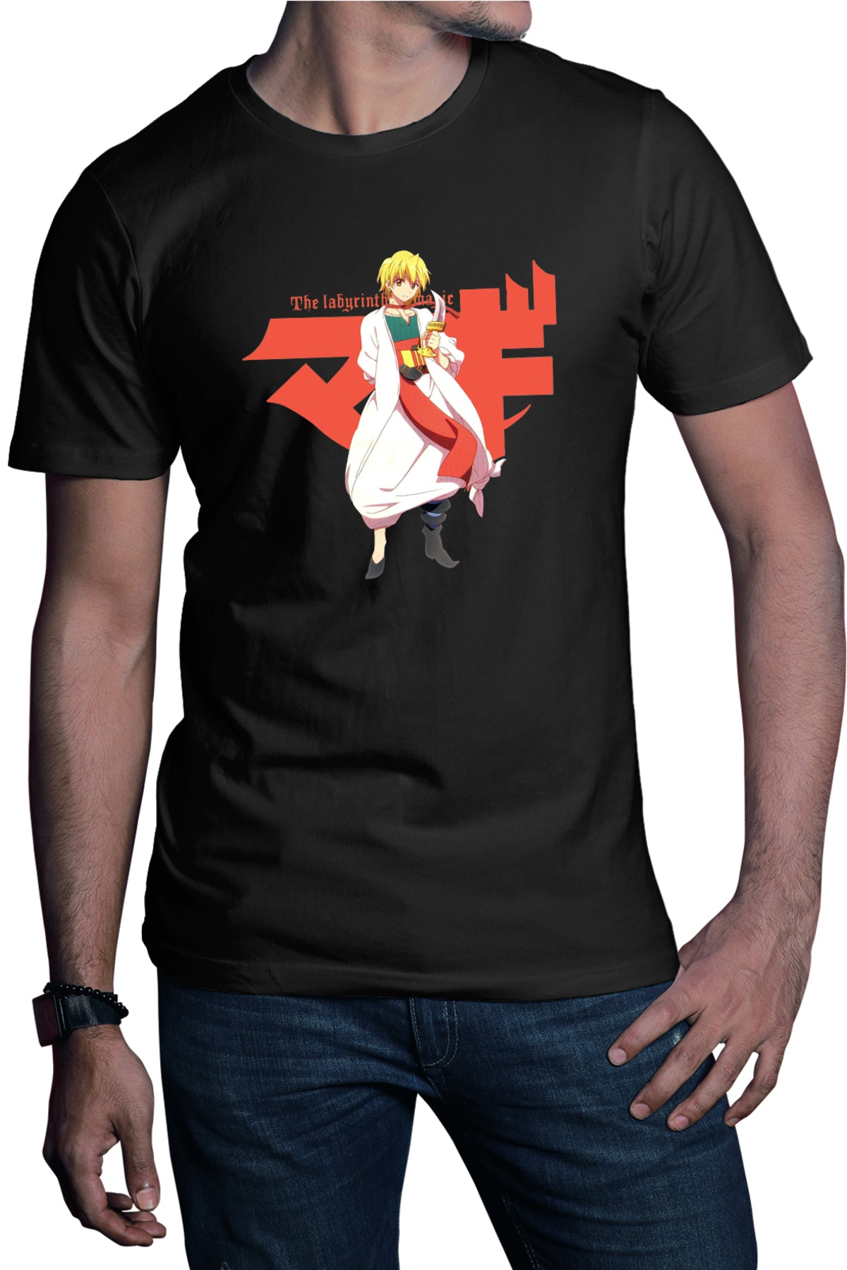 Tricou barbati Magi The Labyrinth of Magic Alibaba Orange Character Pose