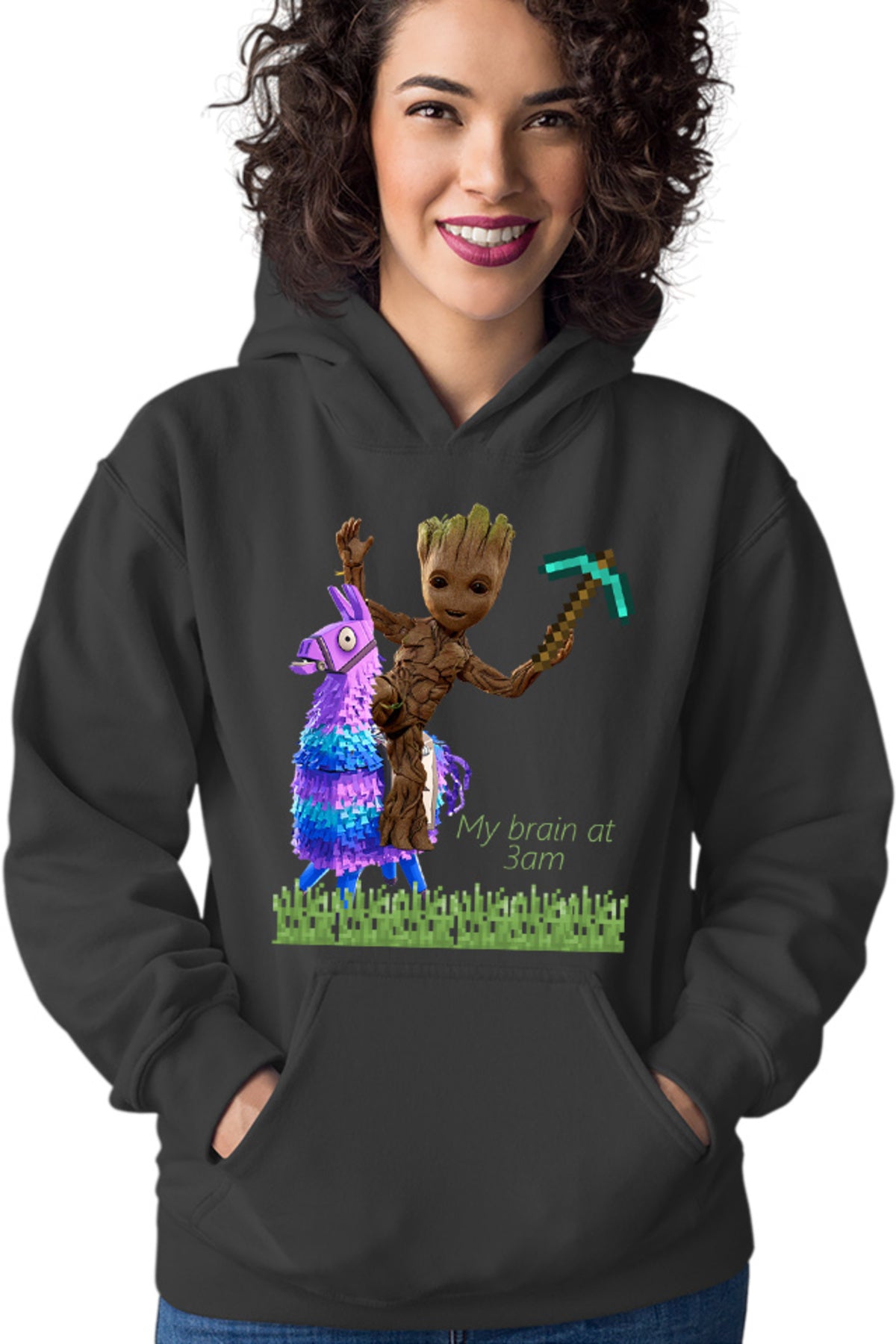 Hanorac dama Baby Groot Riding Fortnite Lama Minecraft Pickaxe