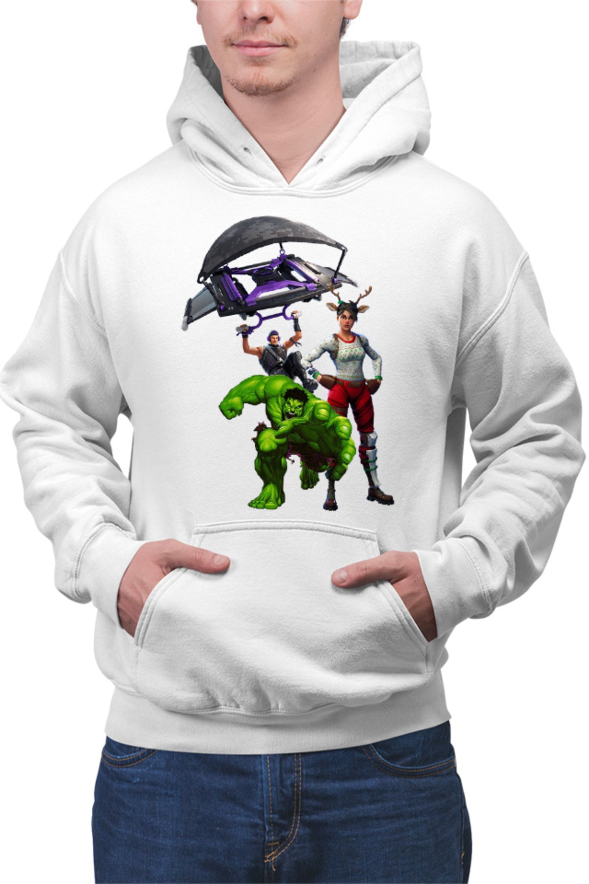Hanorac barbati Hulk Fortnite Jump Parachute America Captain