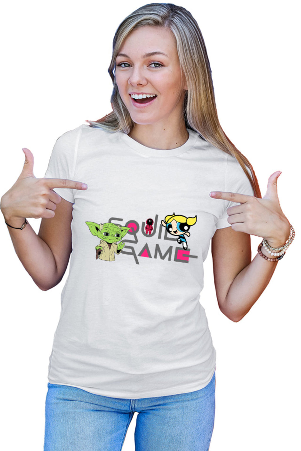 Tricou dama Squid Game Bubble Yoda Master