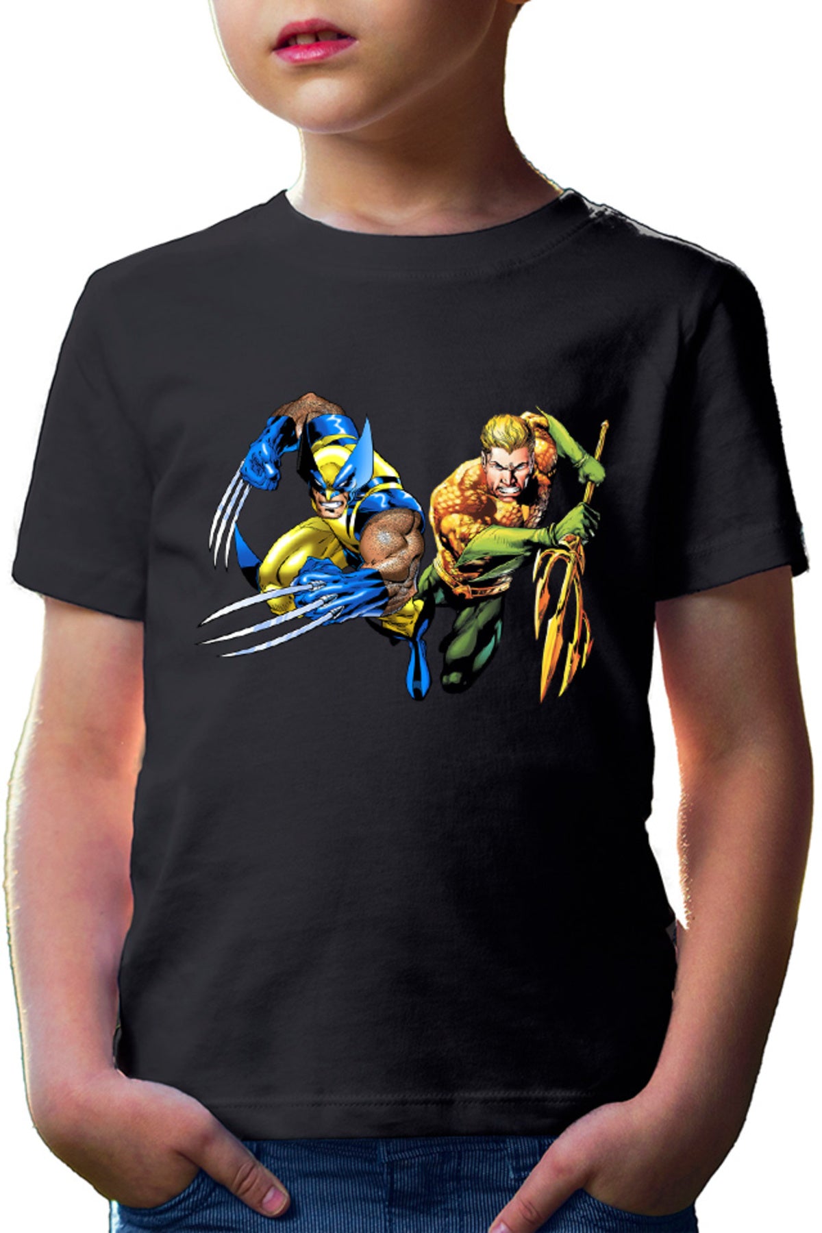 Tricou copii Aquaman Wolverine Superhero Super Powers Wolf Cartoons DC