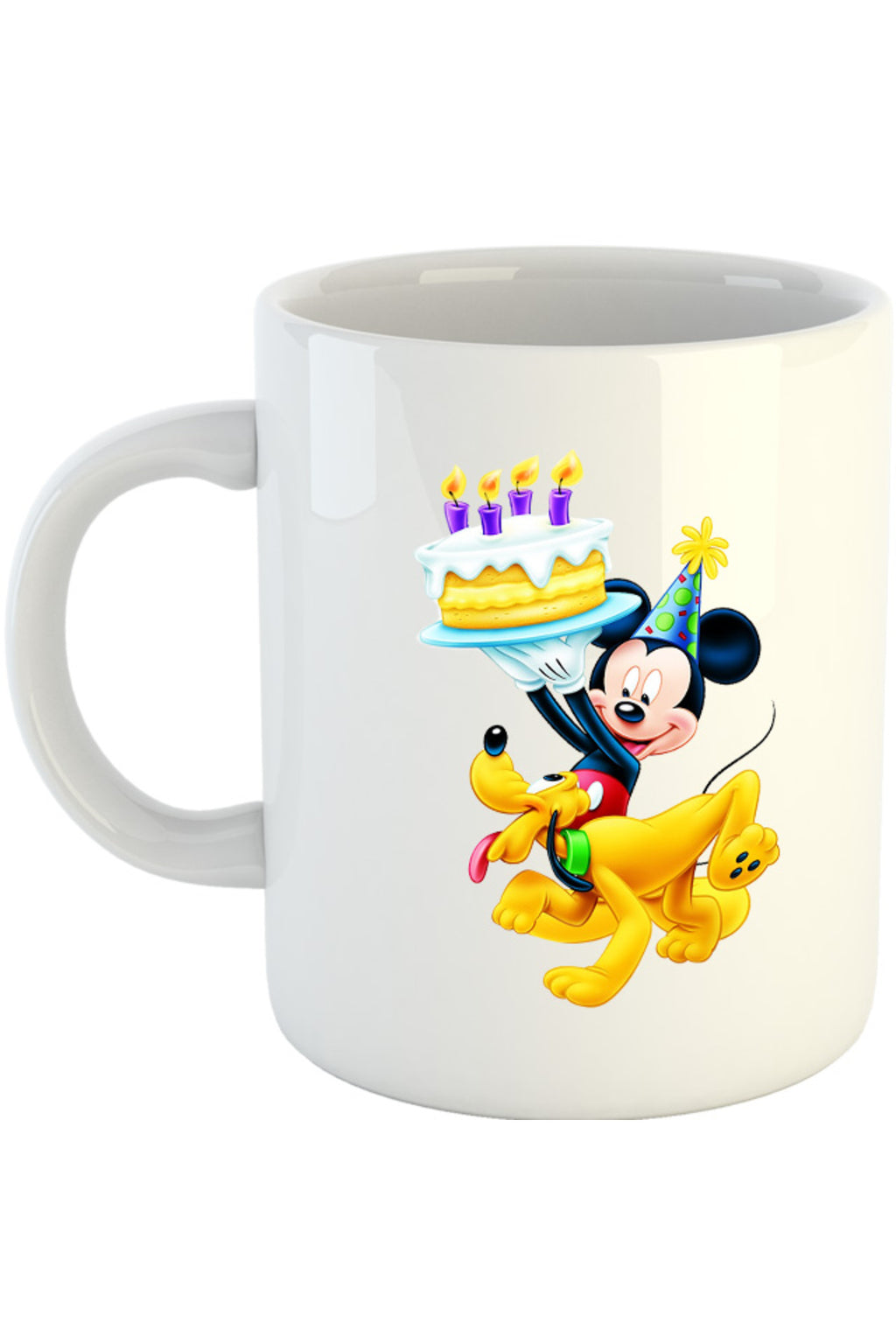 Cana Mickey Mouse Puppy Happy Birthday, alba, 330 ml
