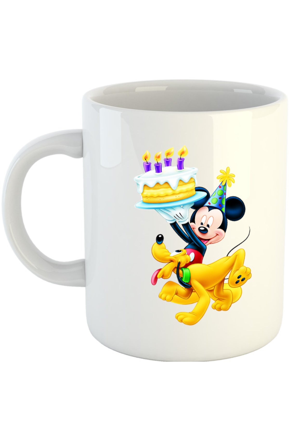 Cana Mickey Mouse Puppy Happy Birthday, alba, 330 ml