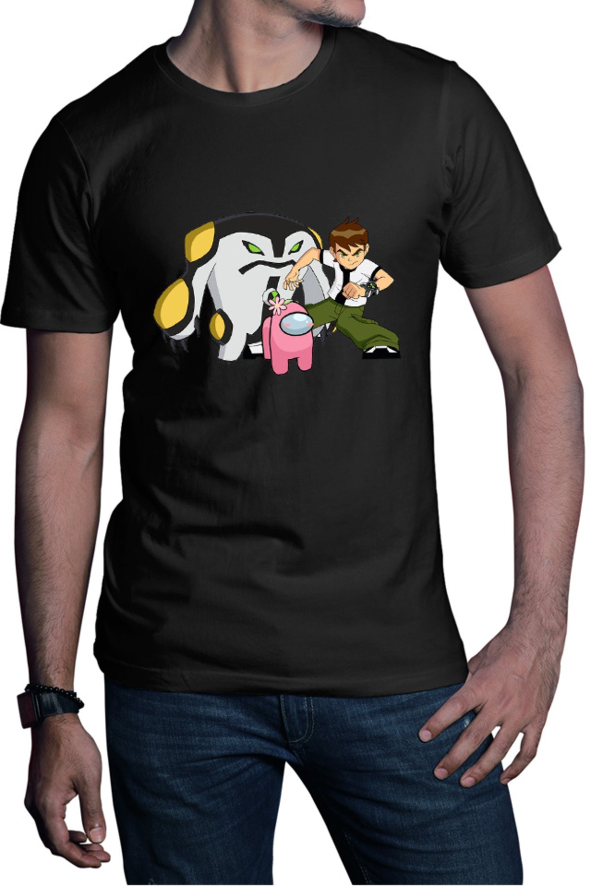 Tricou barbati Among Us Flower Cute Ben 10 Monster Transform Teen