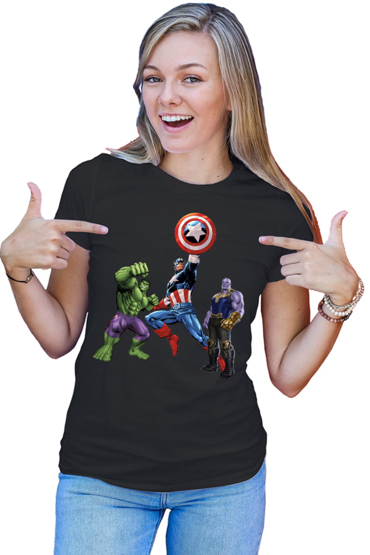 Tricou dama Captain America Hulk Thanos Marvel Avangers Comics Cartoons
