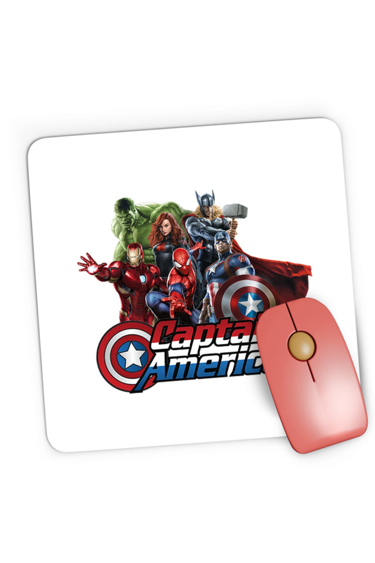Mousepad Gaming Captain America Hulk Iron Man Catgirl Marvel DC Comics, 21x19 cm