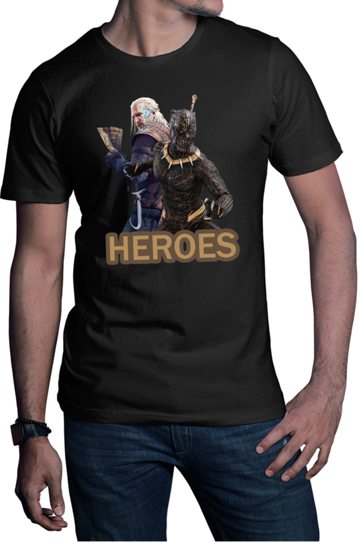 Tricou barbati Black Panther Witcher Gerald Vampires Medieval