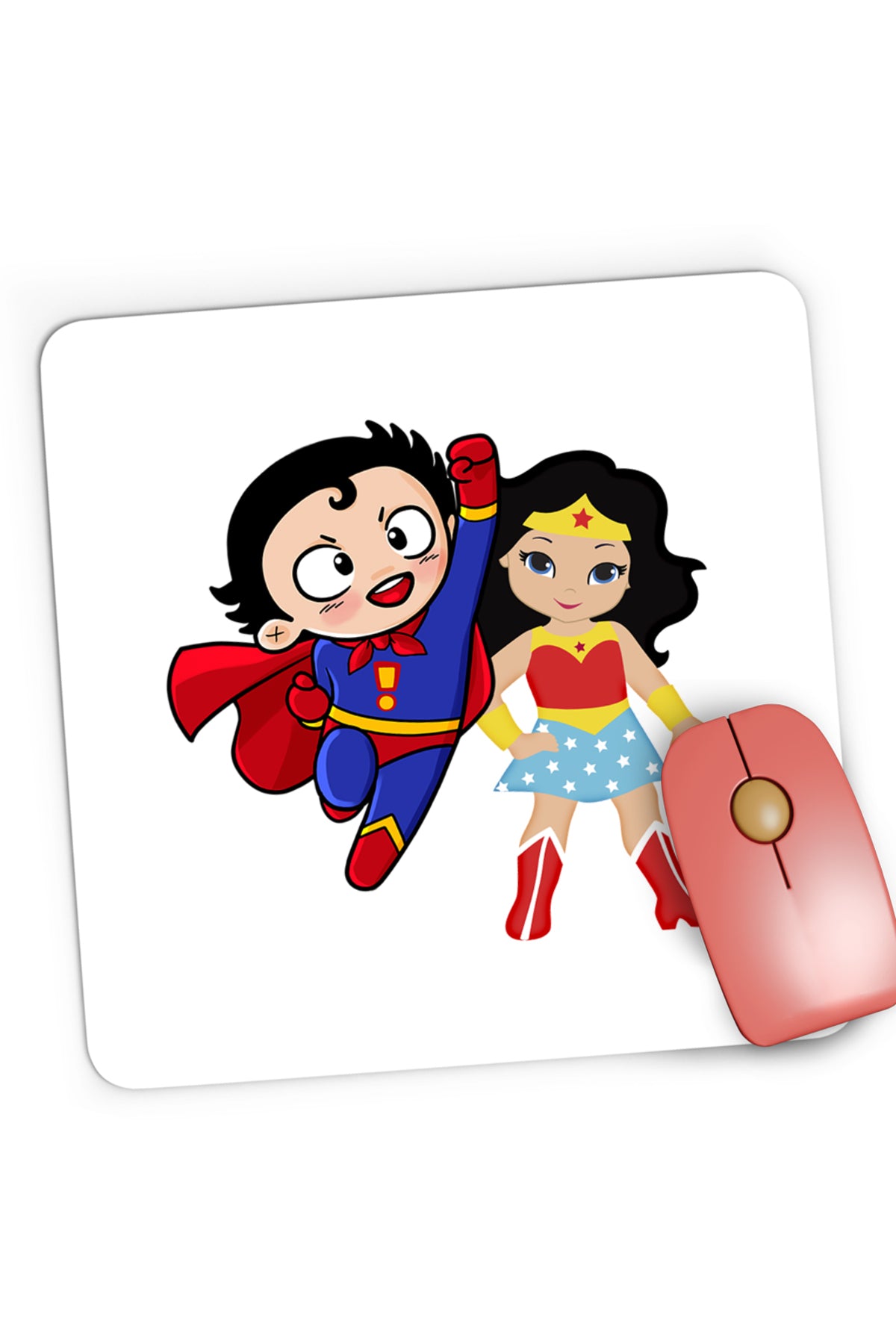 Mousepad Gaming Superman Wonder Woman Cartoon Hero Comics, 21x19 cm