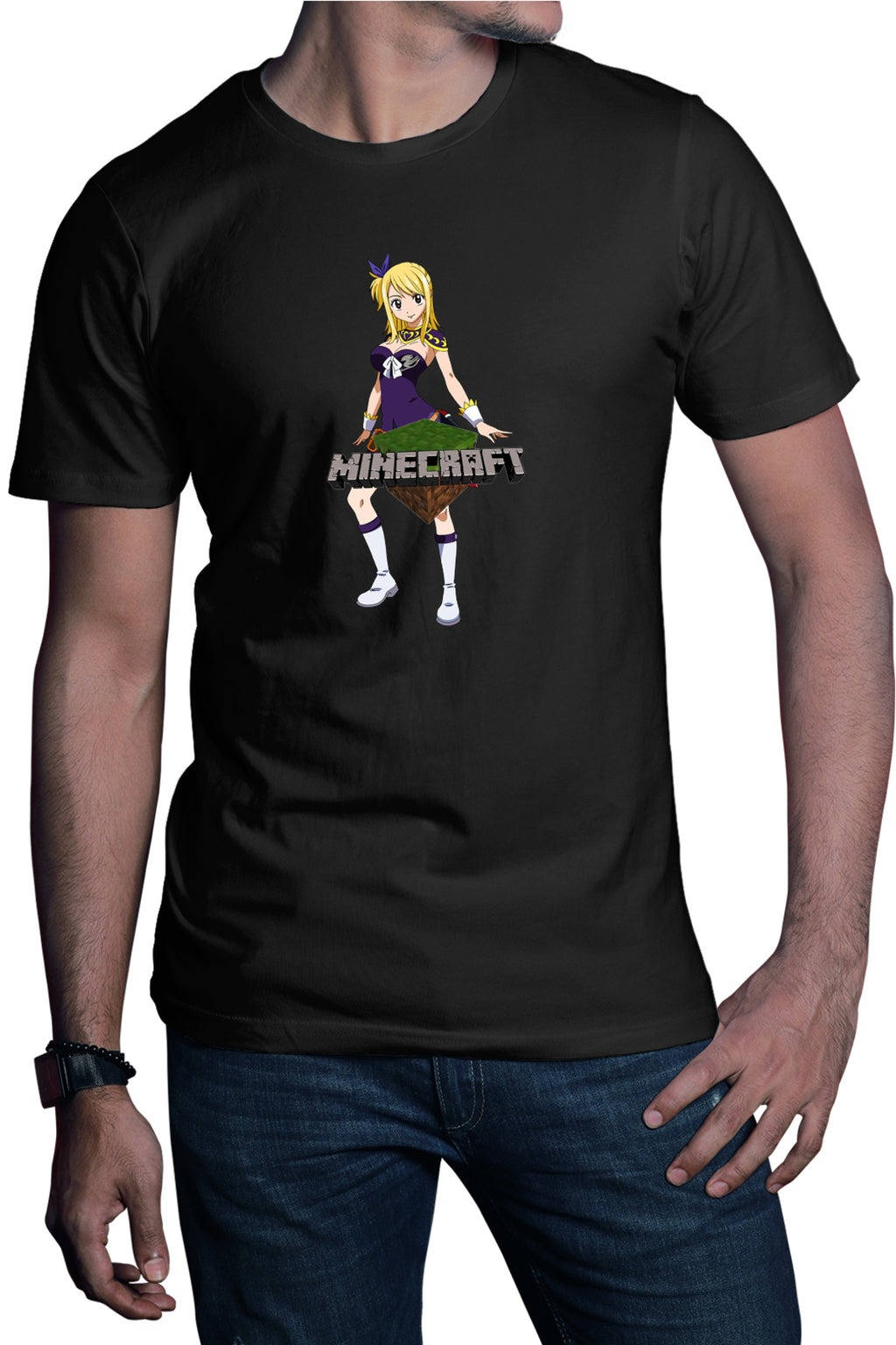 Tricou barbati Fairy Tail Lucy Minecraft Fan Anime Manga