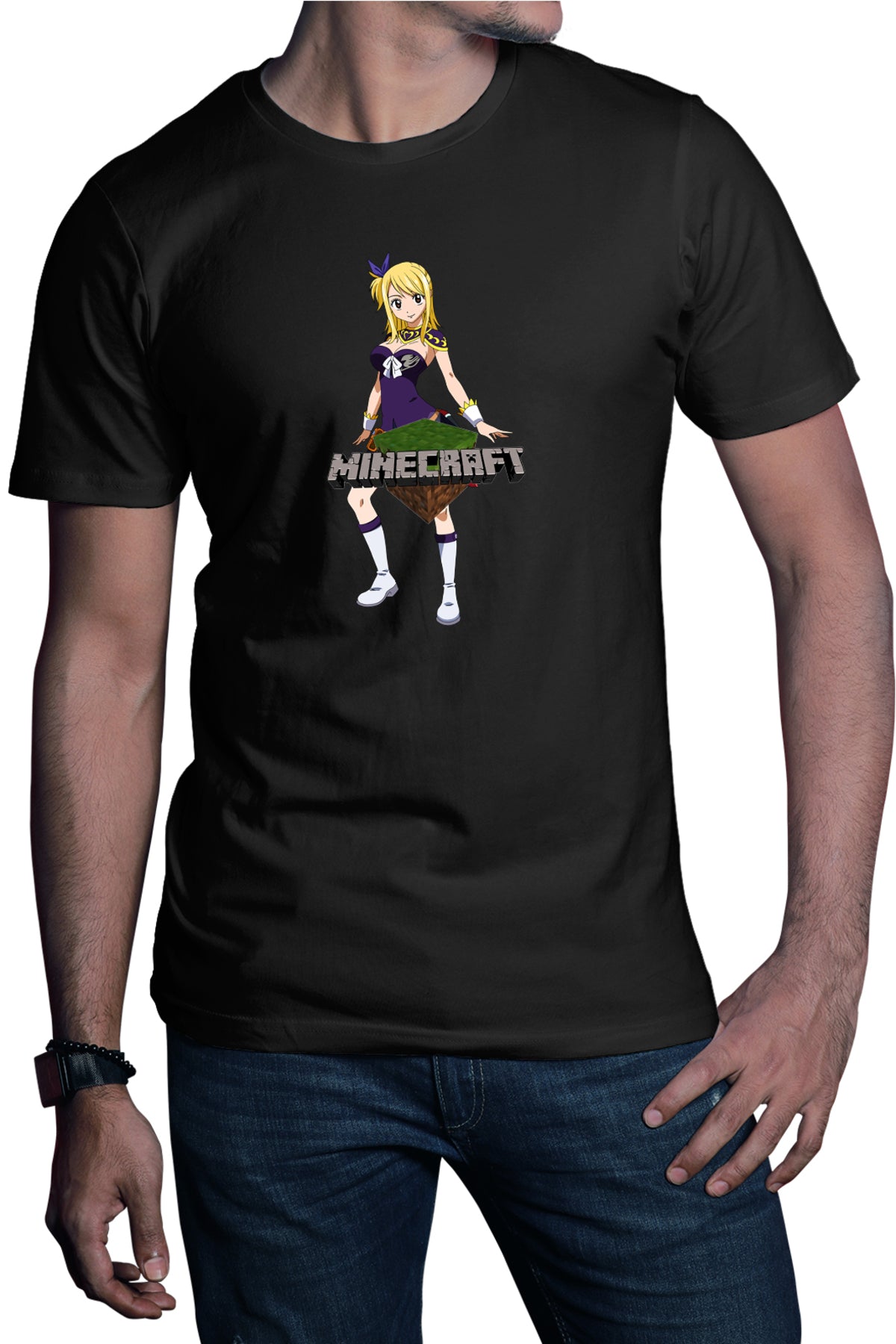 Tricou barbati Fairy Tail Lucy Minecraft Fan Anime Manga