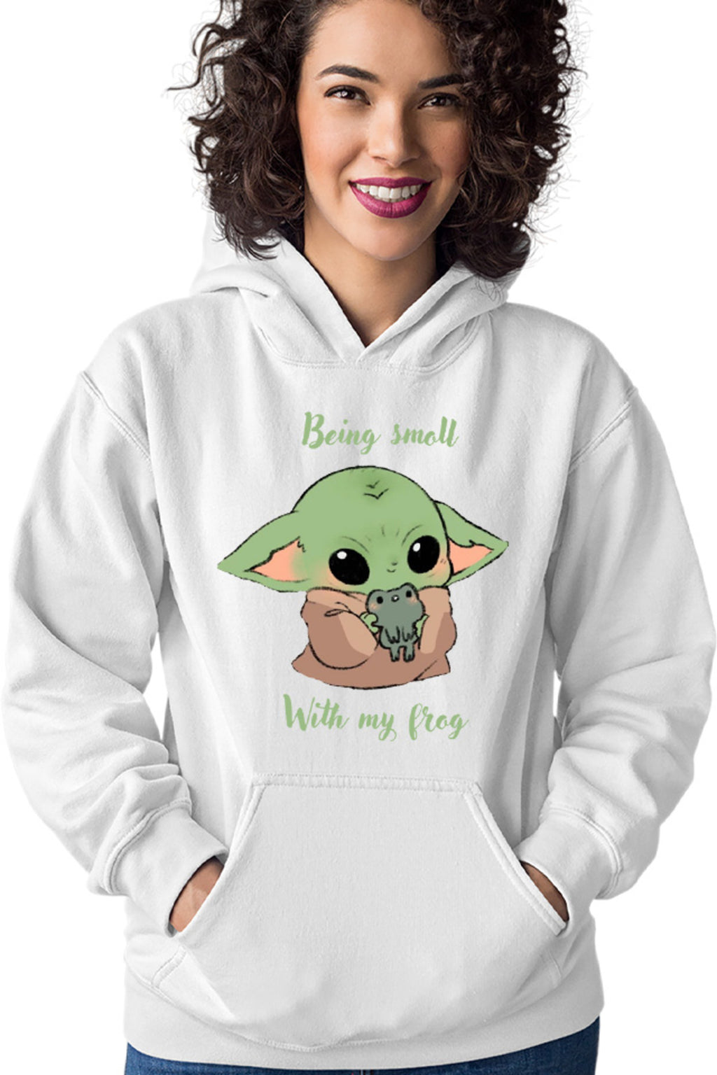 Hanorac dama Baby Yoda Frog Eat Kawaii
