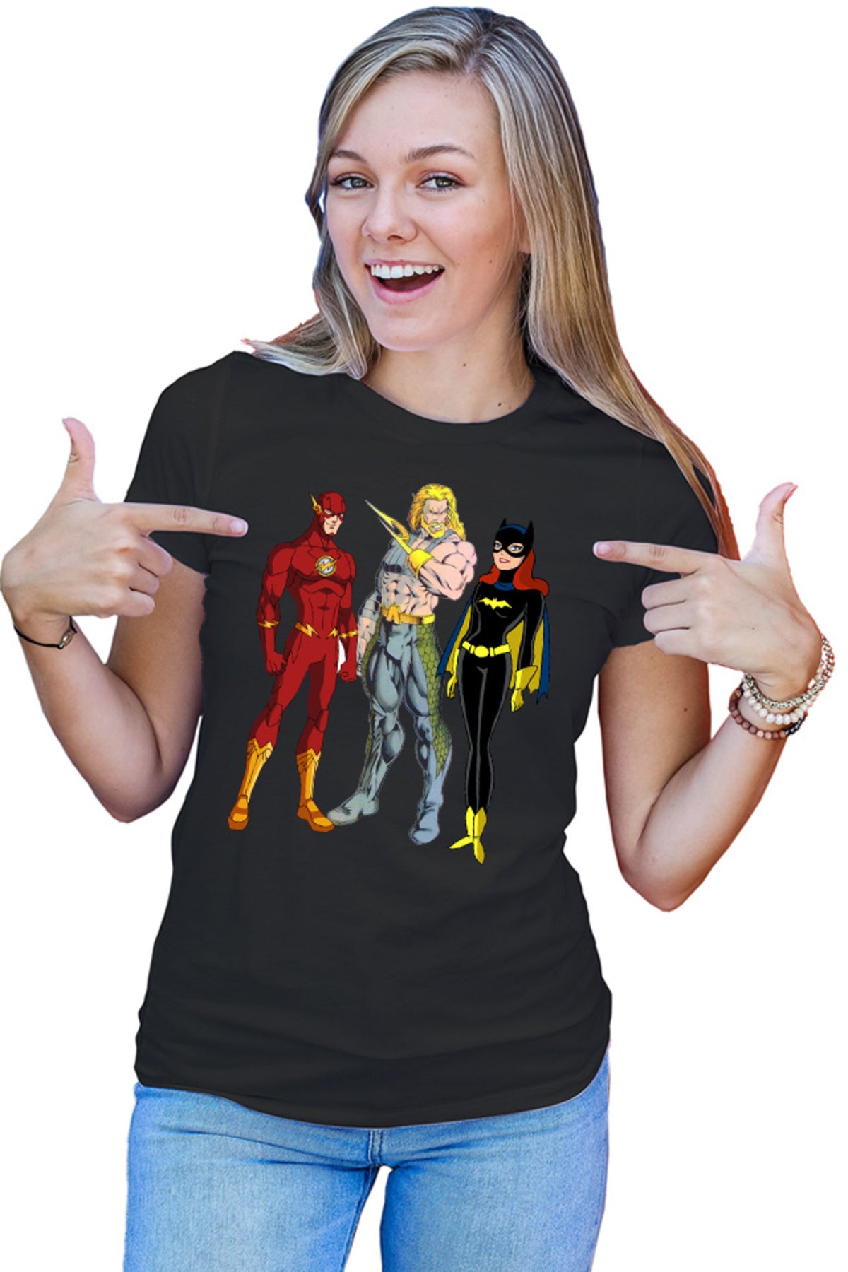 Tricou dama Aquaman Batgirl Flash Comics Cartoons Water Action
