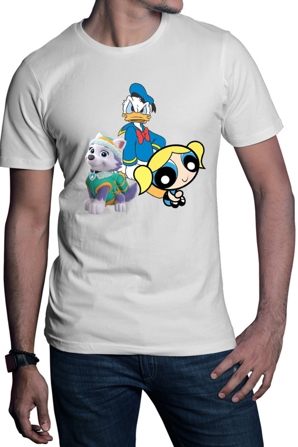 Tricou barbati Donald Duck Powerpuff Girls Bubble Paw Power Husky Dog