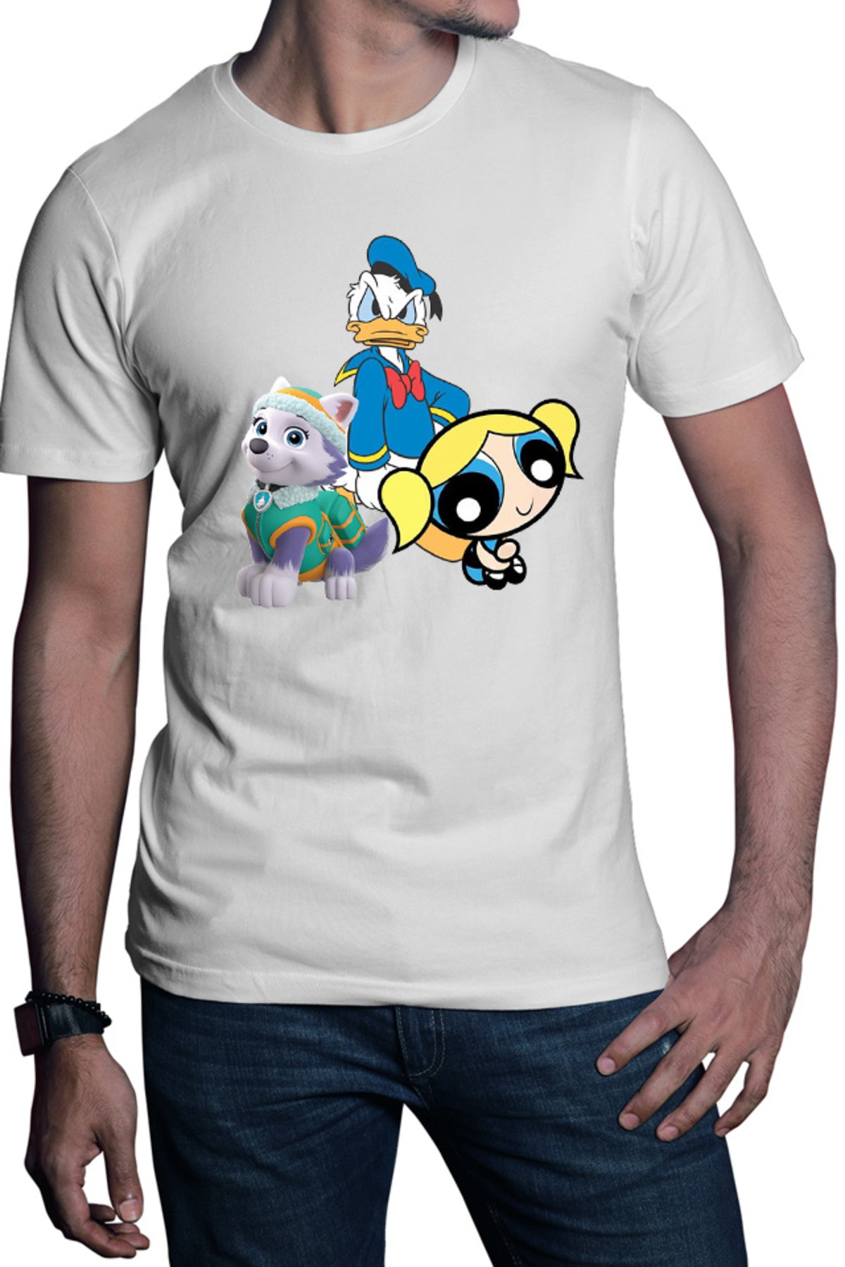 Tricou barbati Donald Duck Powerpuff Girls Bubble Paw Power Husky Dog