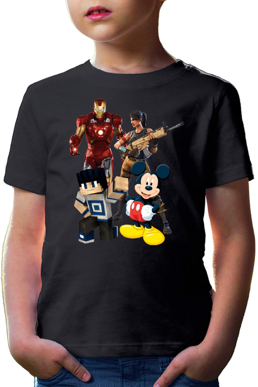 Tricou copii Ironman Mickey Mouse Minecraft Fortnite Games
