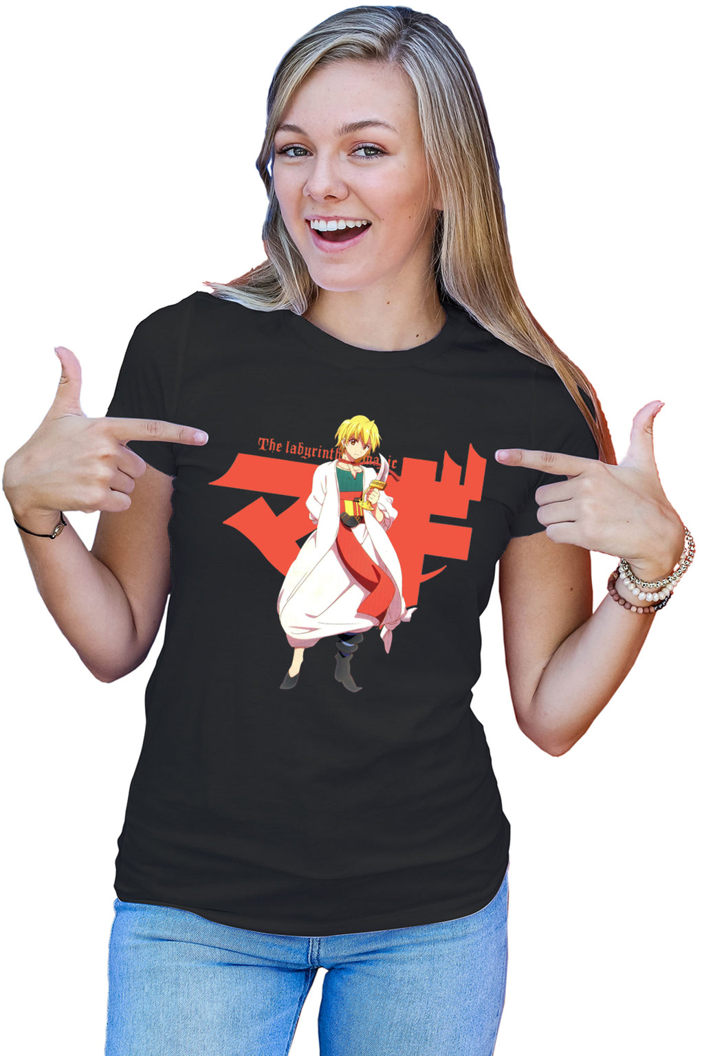 Tricou dama Magi The Labyrinth of Magic Alibaba Orange Character Pose